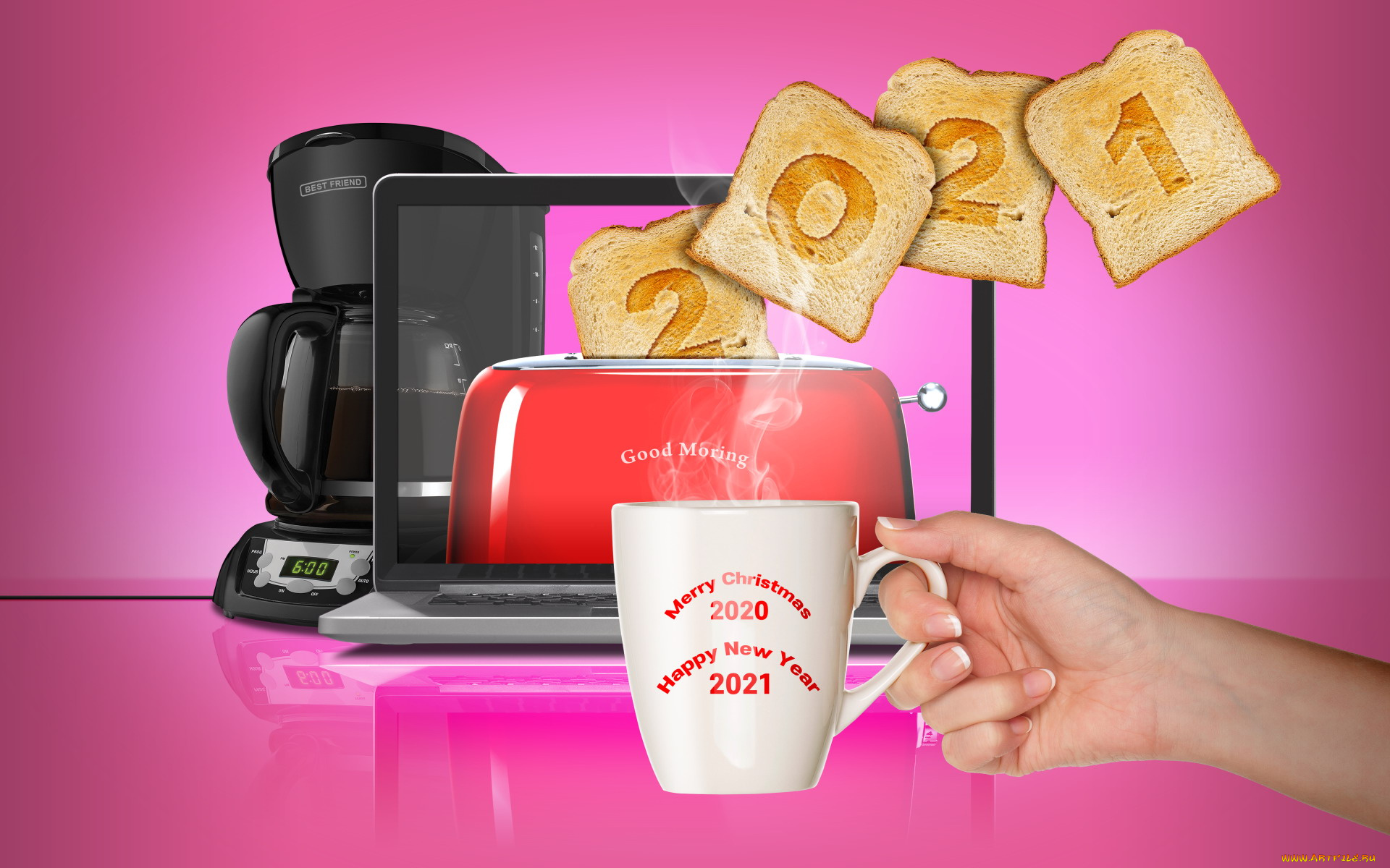 праздничные, -, разное, , новый, год, рука, чашка, тосты, год, техника