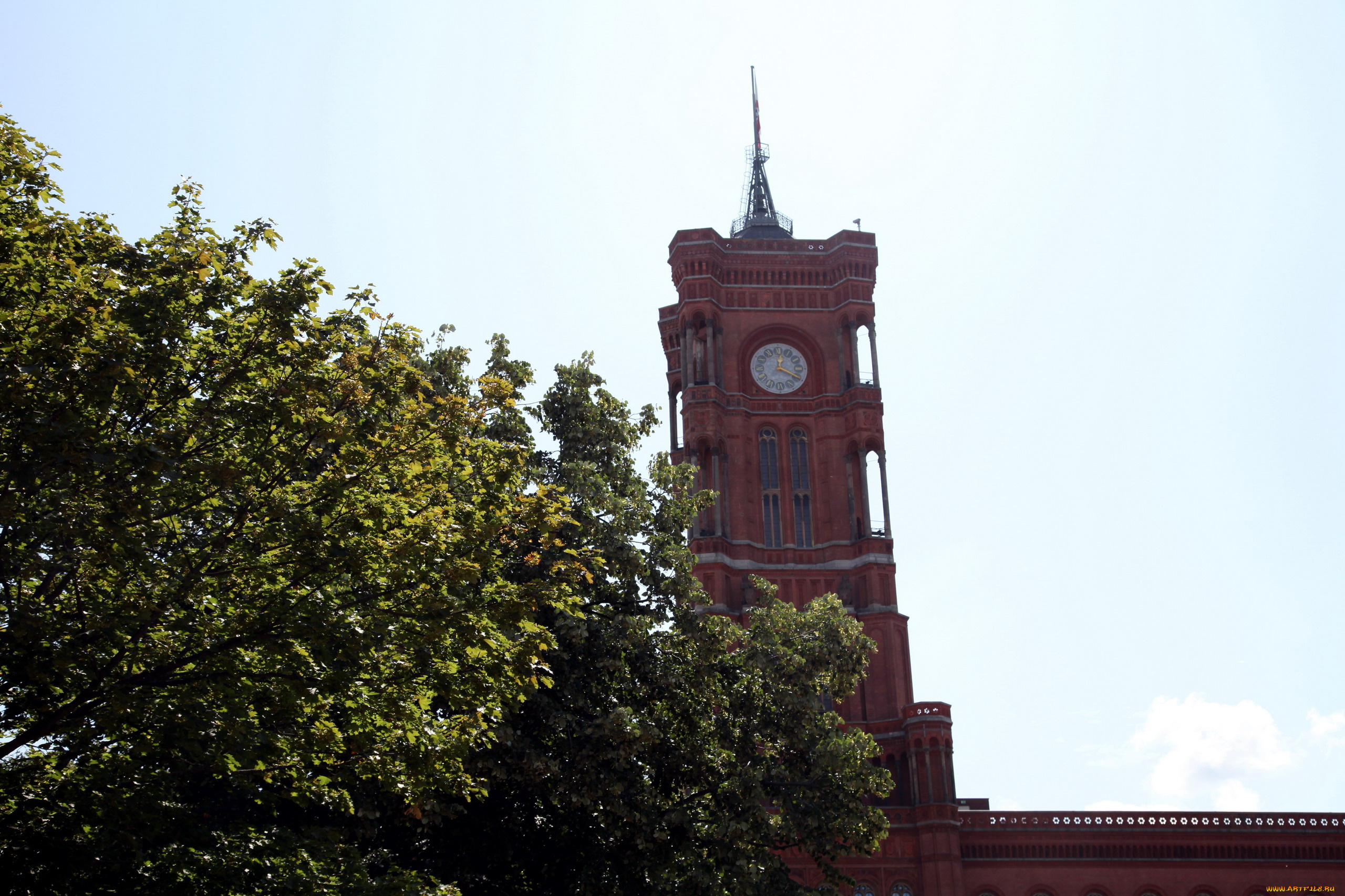 города, берлин, , германия, башня, часы