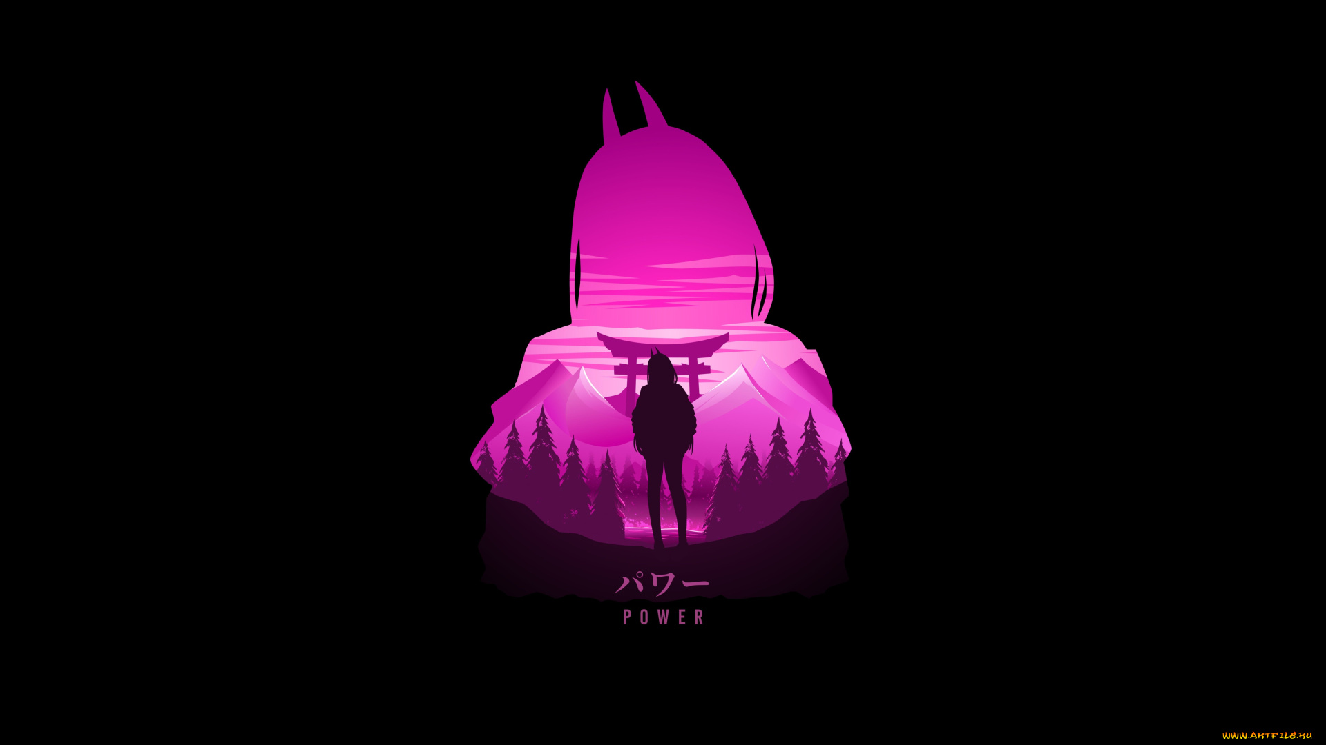 chainsaw, man, аниме, power, сила, blood, fiend, бензопила, минимализм, amoled, на, черном, фоне