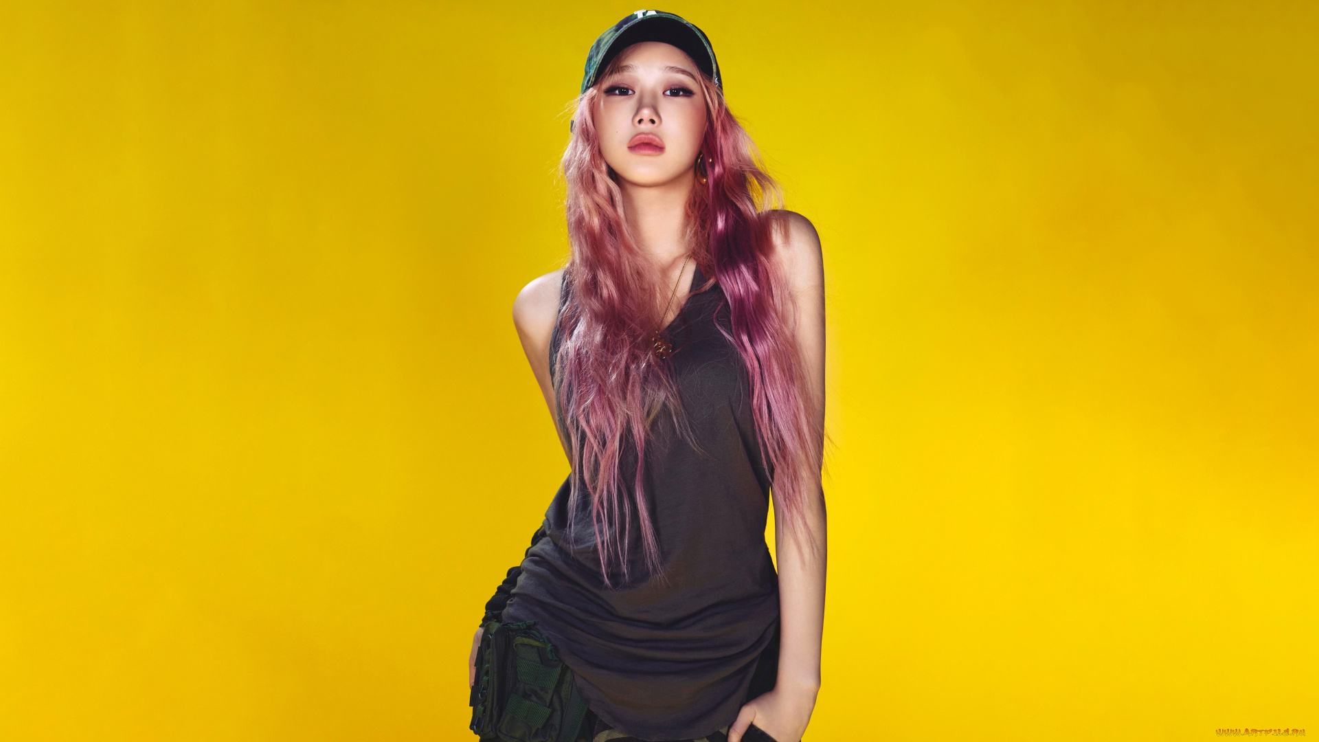 музыка, -, k-pop, giselle, aespa, kрoр, жeлтый, фон, певица