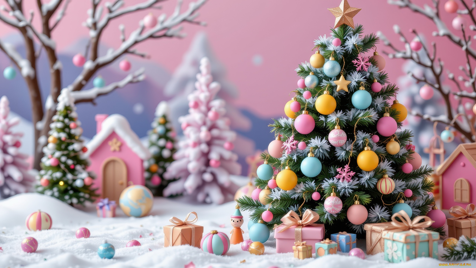 автор, wp, stl, 3д, графика, праздники, , holidays, елка, подарки, игрушки