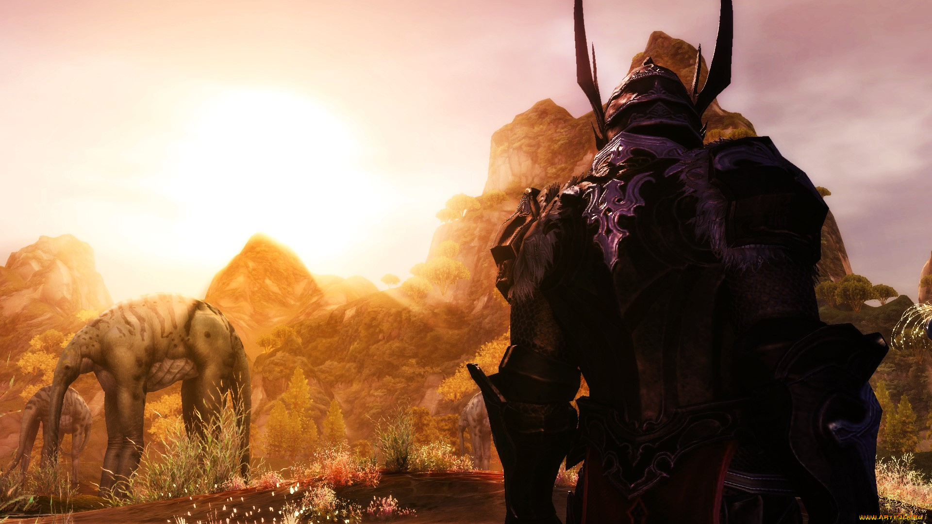 видео, игры, aion, , the, tower, of, eternity, рыцарь, животные, горы