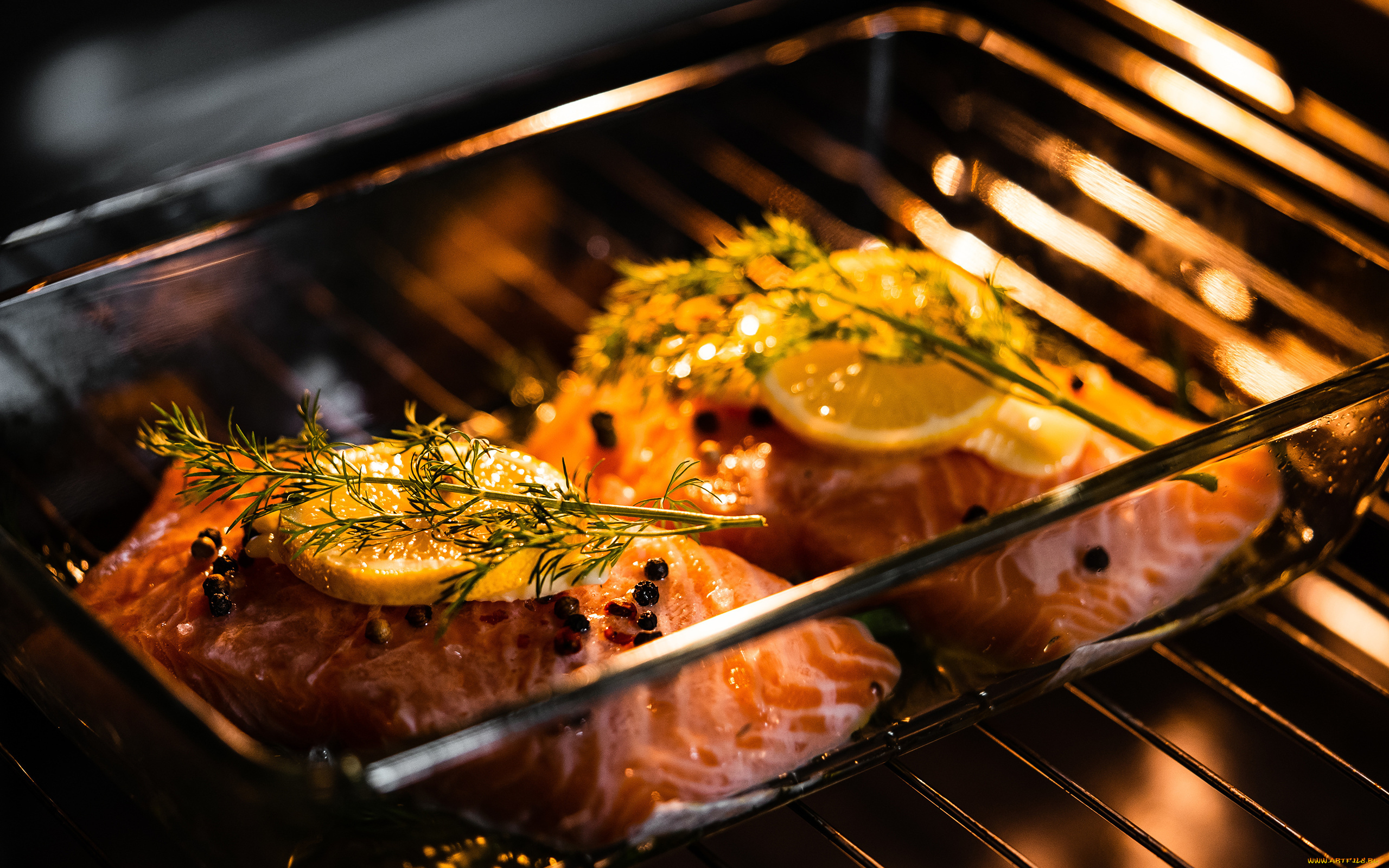 еда, рыбные, блюда, , с, морепродуктами, лосось, лимон, укроп