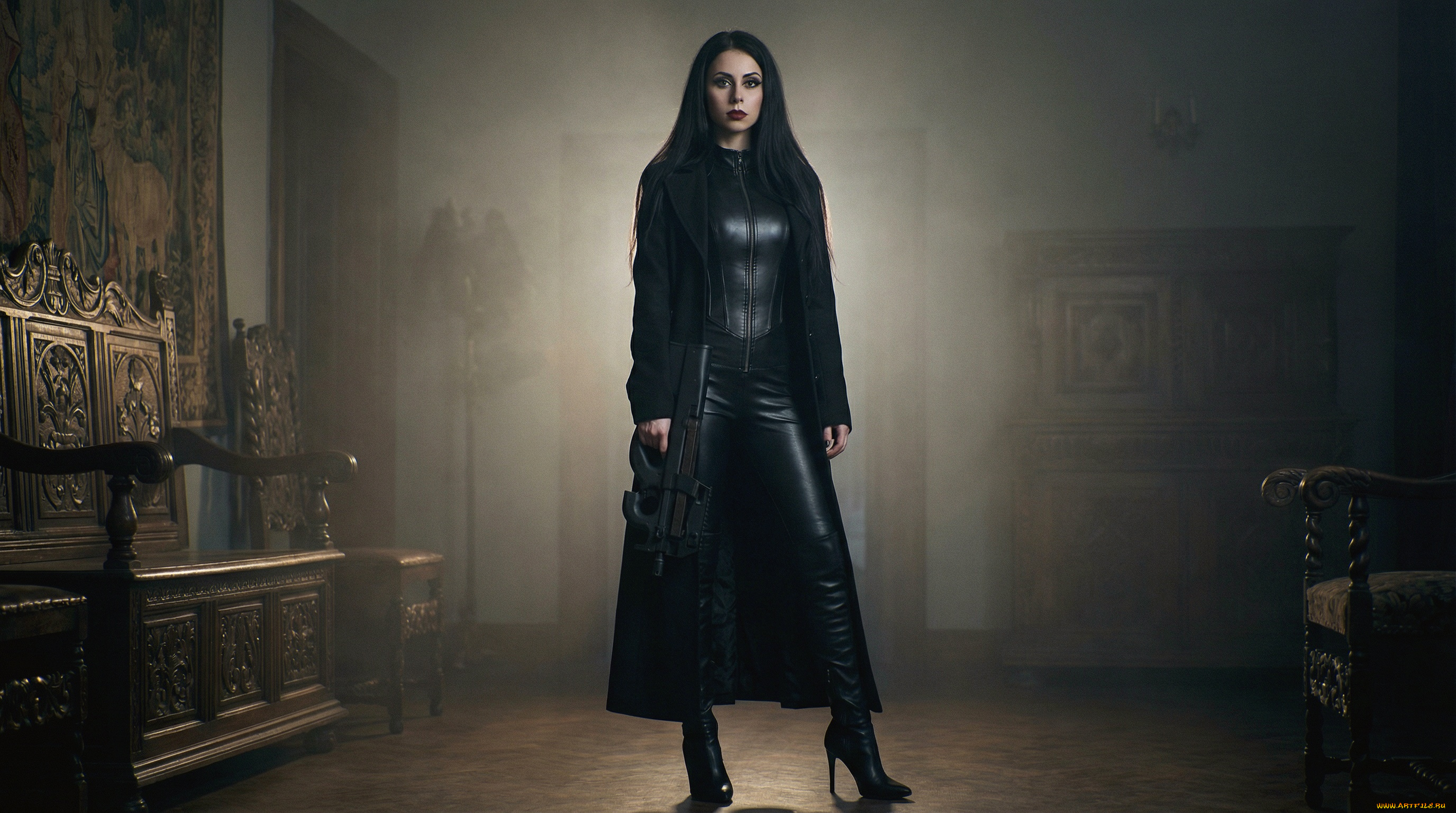 красивая, девушка, девушки, -, девушки, с, оружием, девушка, женщина, брюнетка, темноволосая, сексуальная, модель, звезда, позирует, разная, обувь, верхняя, стильная, одежда, нижнее, эротическое, бельё, трусы, лифчик, колготки, чулки, аксессуары, макияж, и, множество, элементов, на, фотографии