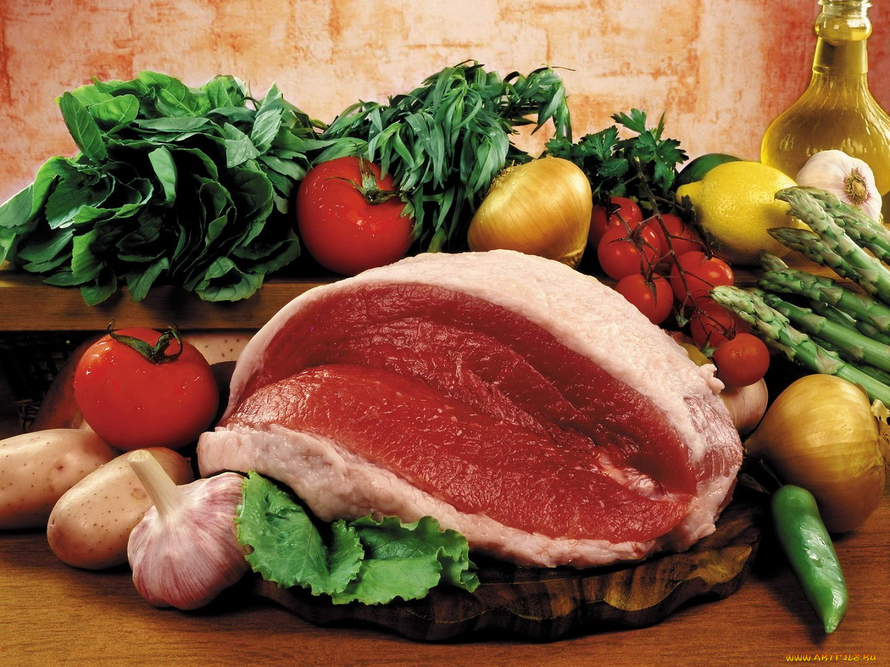 еда, мясные, блюда, томаты, помидоры