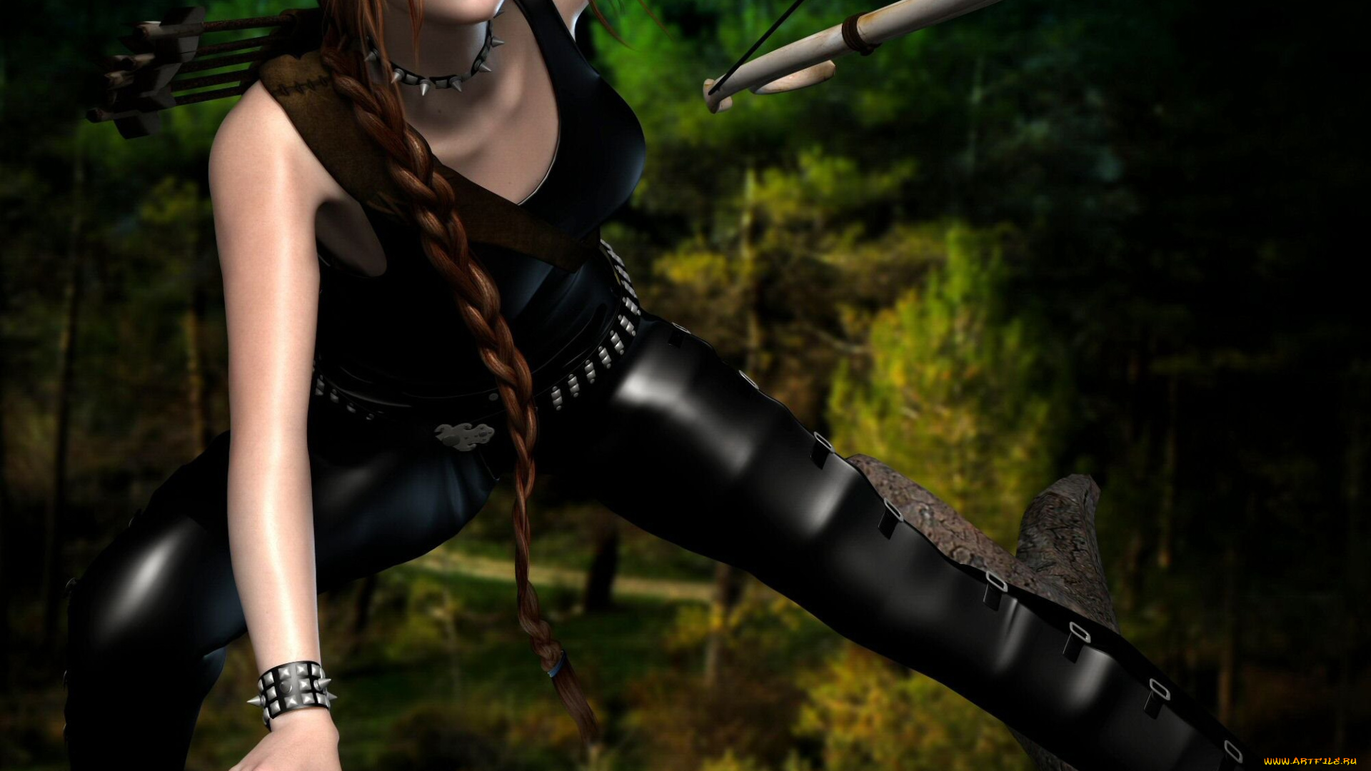 3д, графика, amazon, амазонки, лук, девушка, камень