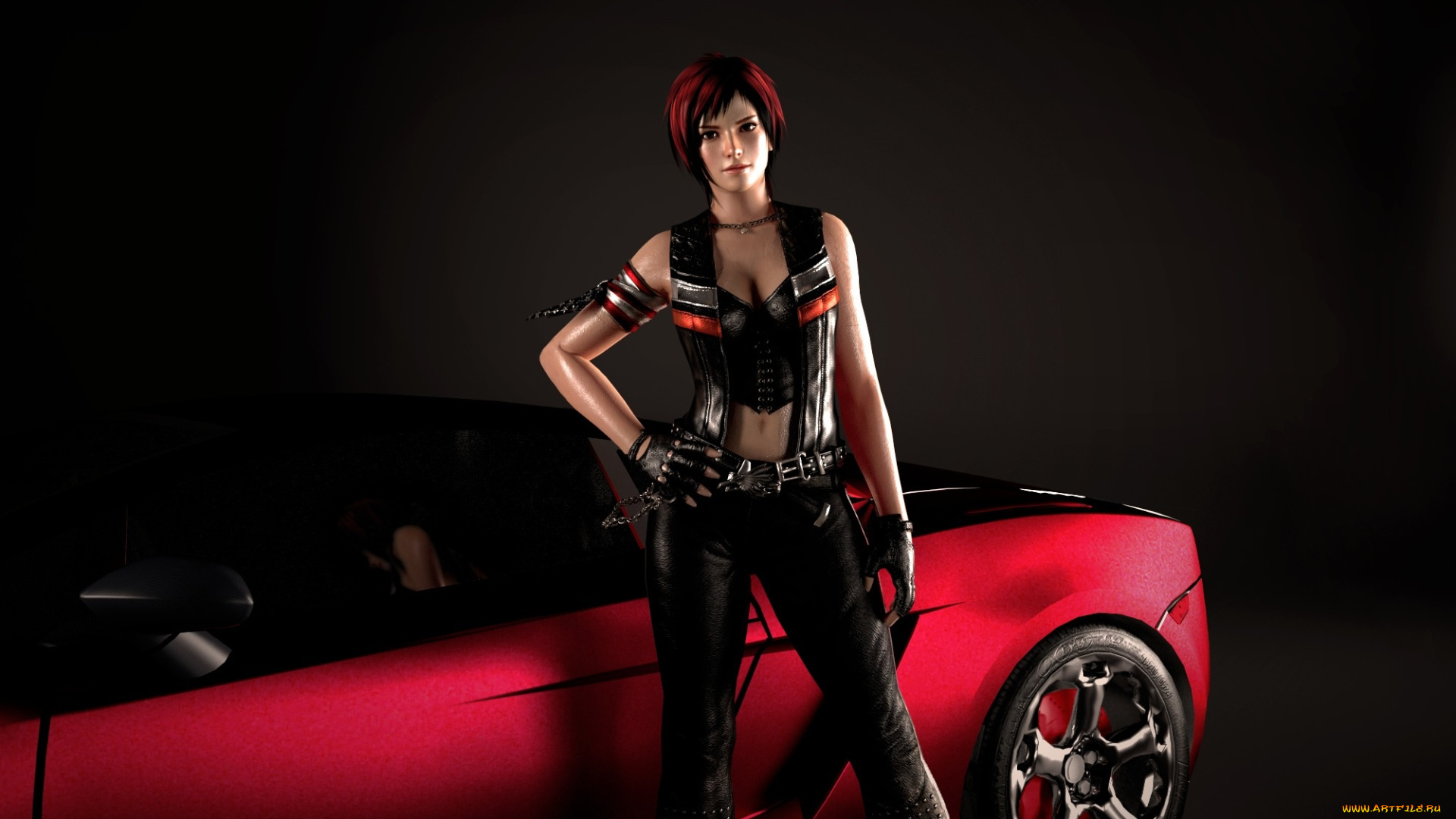 3д, графика, people, люди, girl, красная, тачка, doa5, mila, девушка