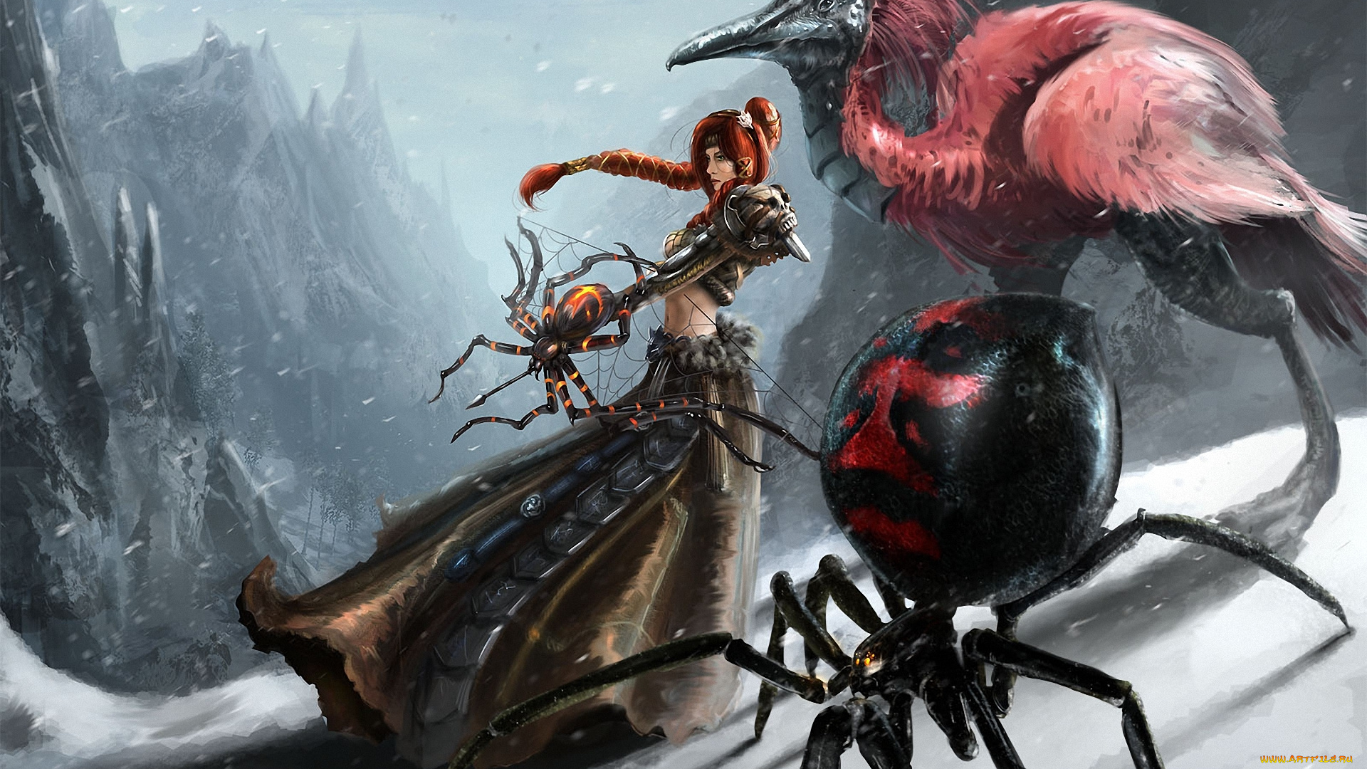 guild, wars, видео, игры, арт, птица, пауки