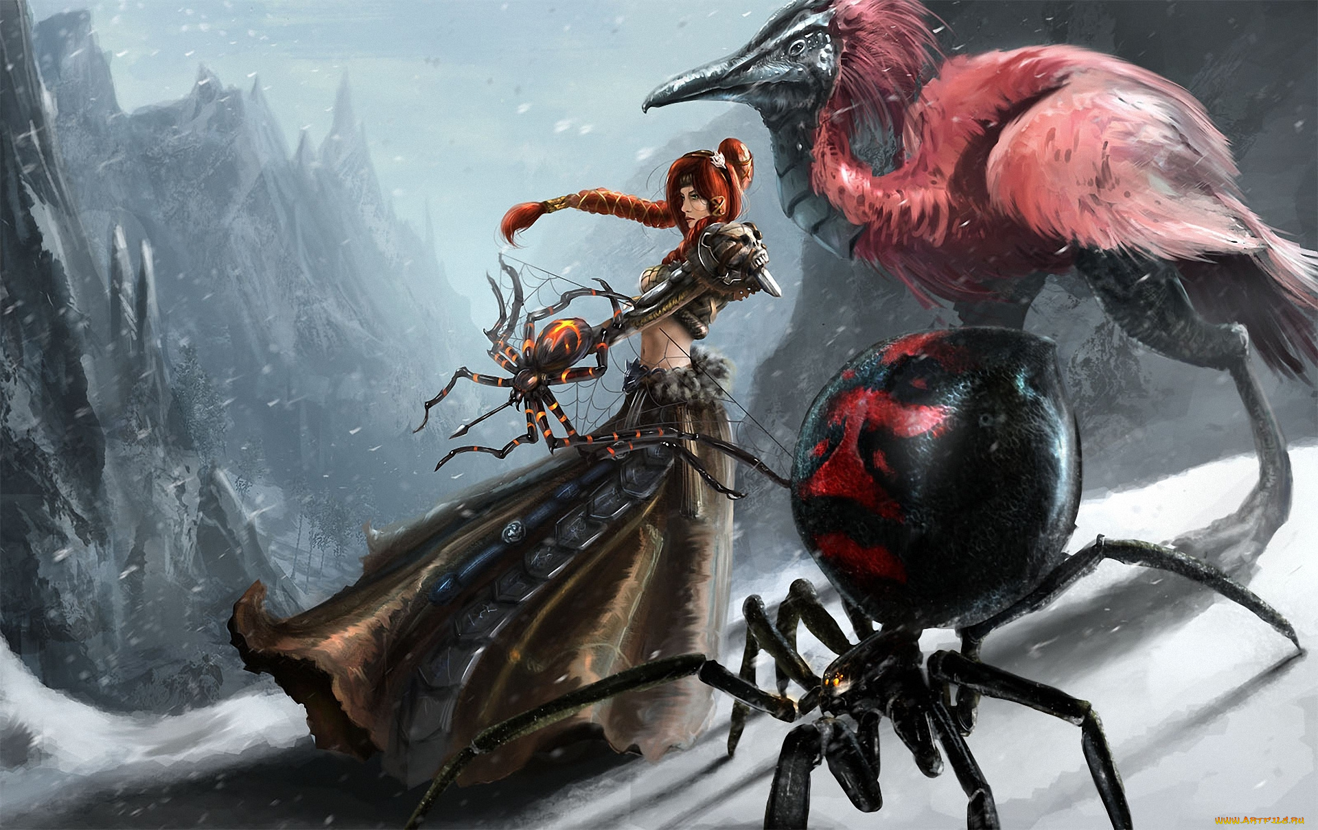 guild, wars, видео, игры, арт, птица, пауки