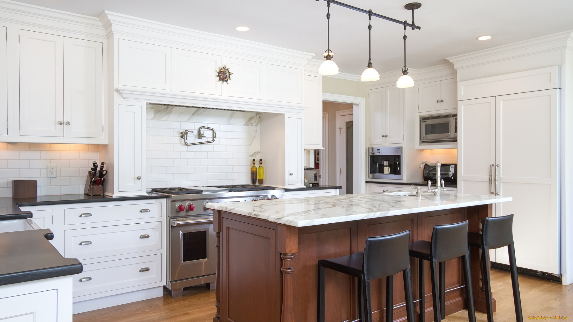 интерьер, кухня, стулья, стол