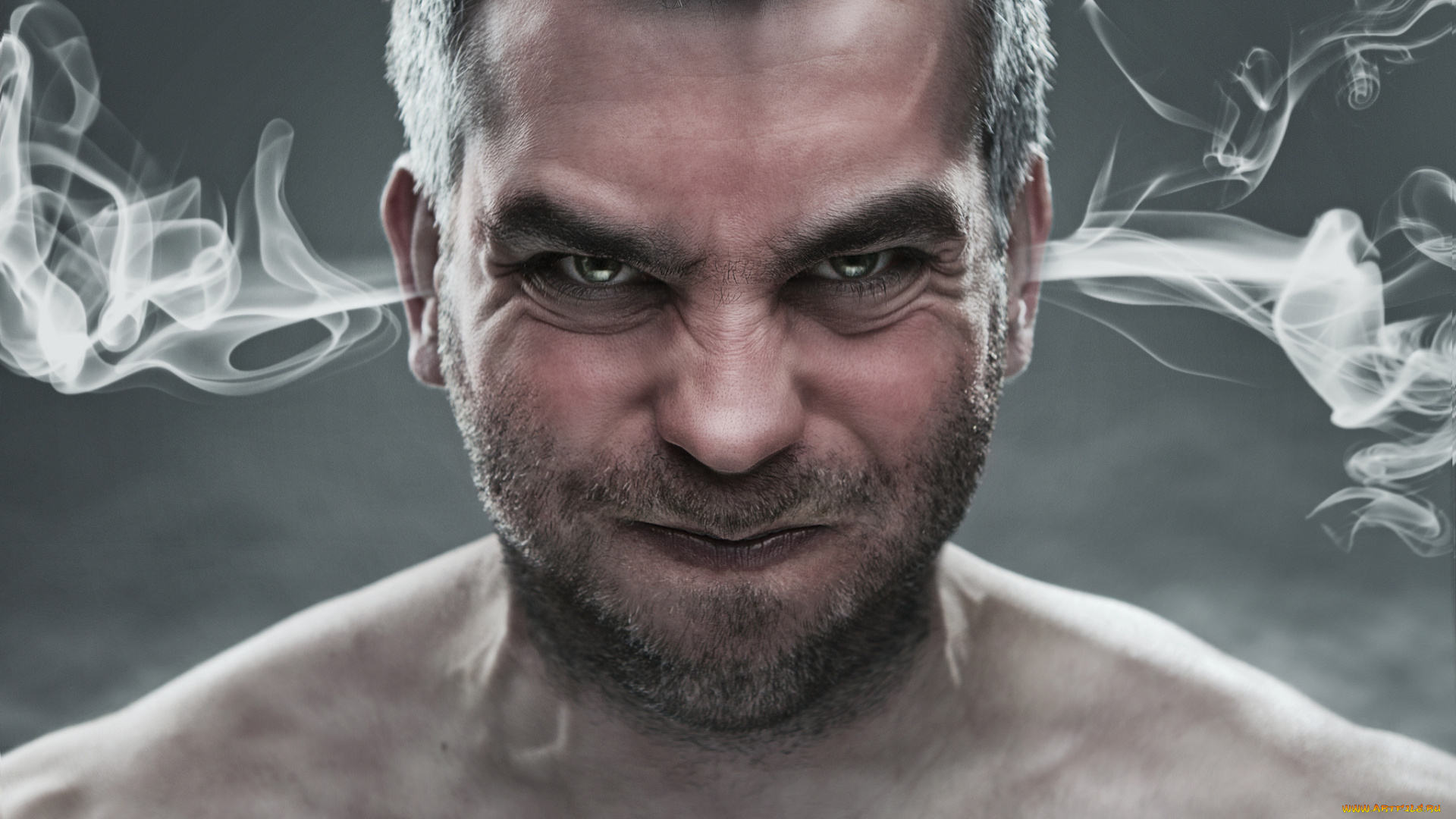 мужчины, -, unsort, дым, из, ушей, настроение, щетина