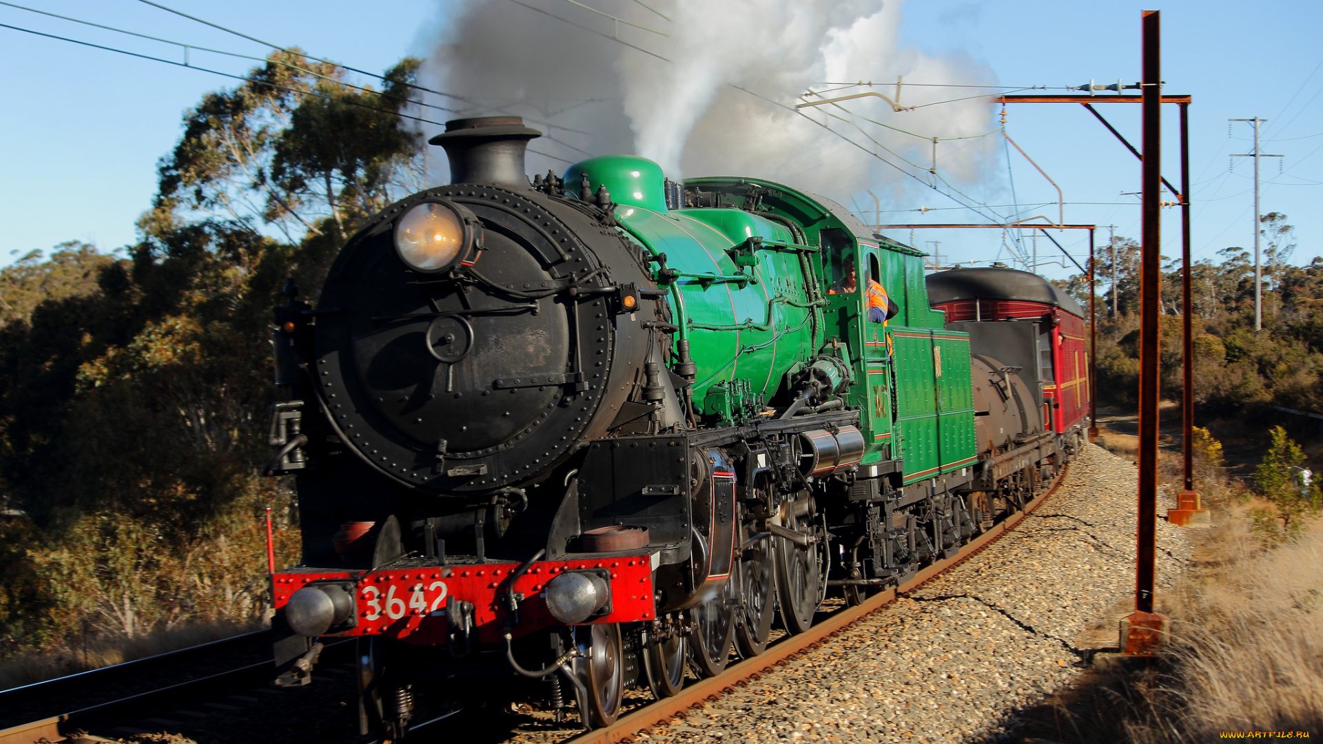 техника, паровозы, железная, дорога, рельсы, паровоз, состав