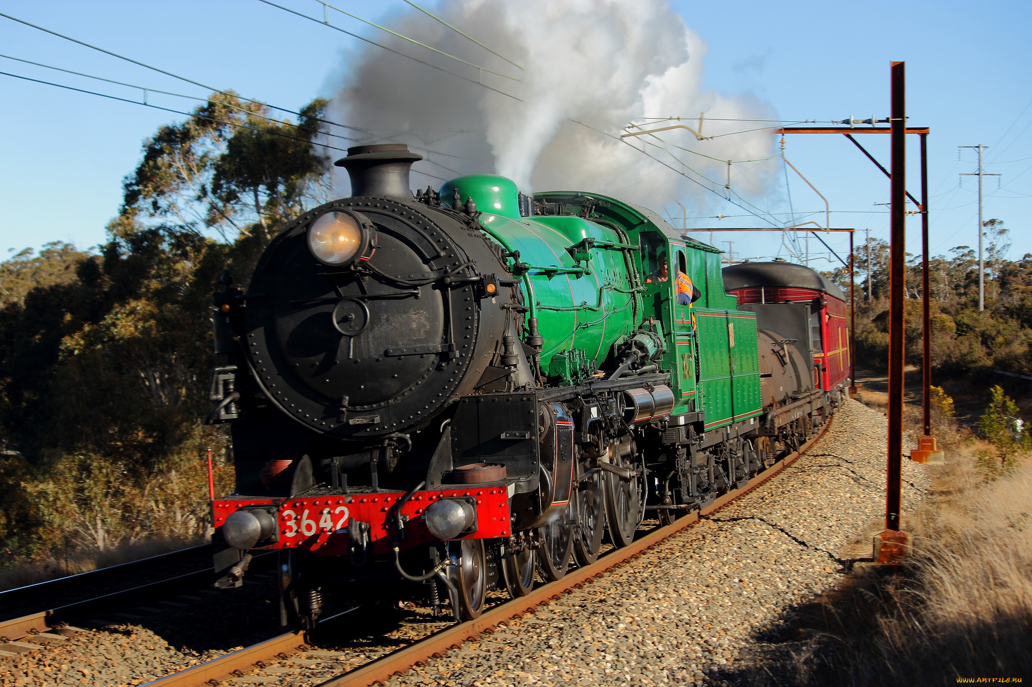 техника, паровозы, железная, дорога, рельсы, паровоз, состав