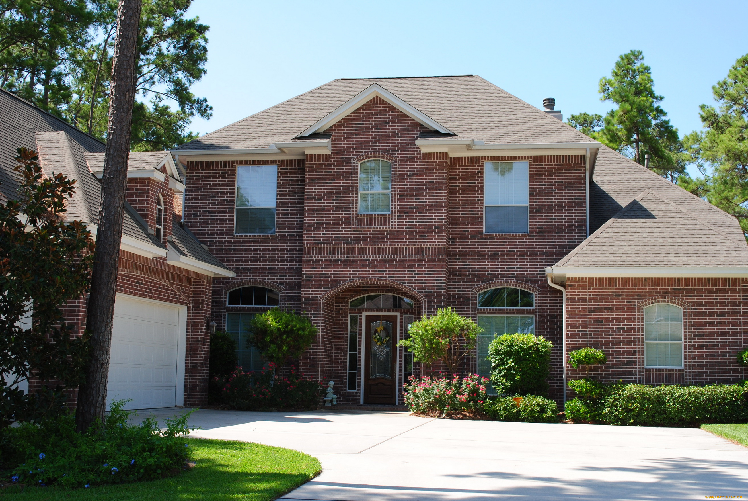 города, -, здания, , дома, дома, ландшафт, деревья, клумбы