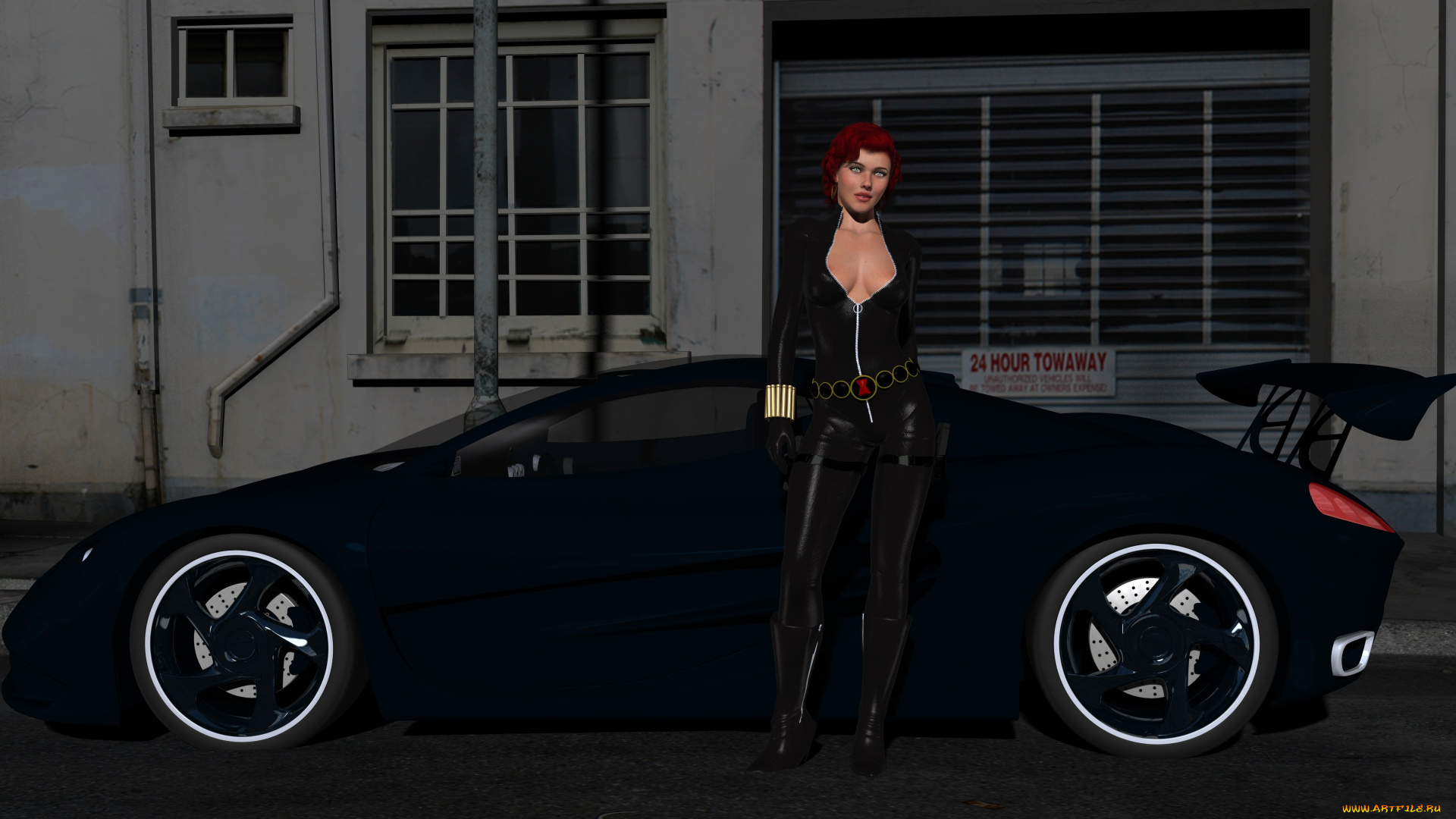 автомобили, 3d, car&girl, девушка, взгляд, фон, автомобиль