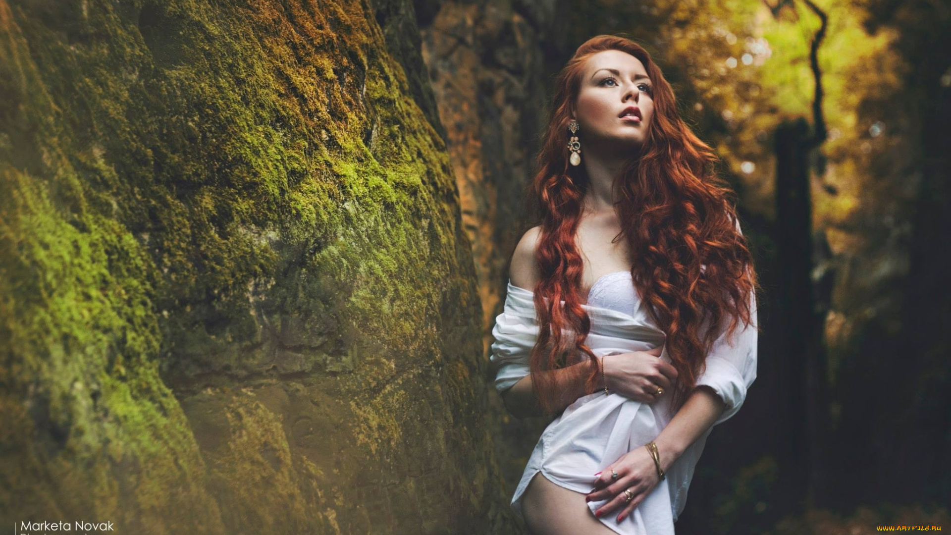 девушки, -unsort, , рыжеволосые, и, другие, nature, ines, kulenovic, woman, forest, rock, redheads