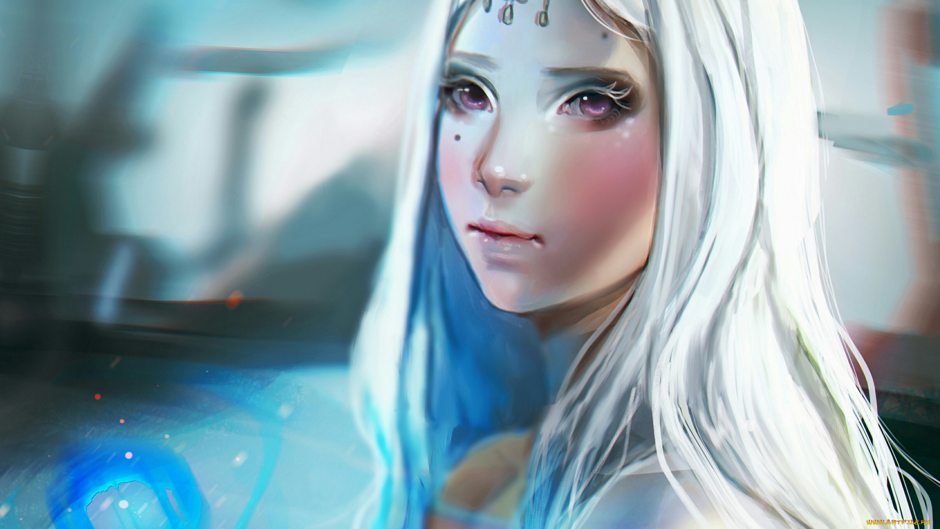 фэнтези, девушки, talitapersi, art, девушка, лицо, волосы, белые, глаза