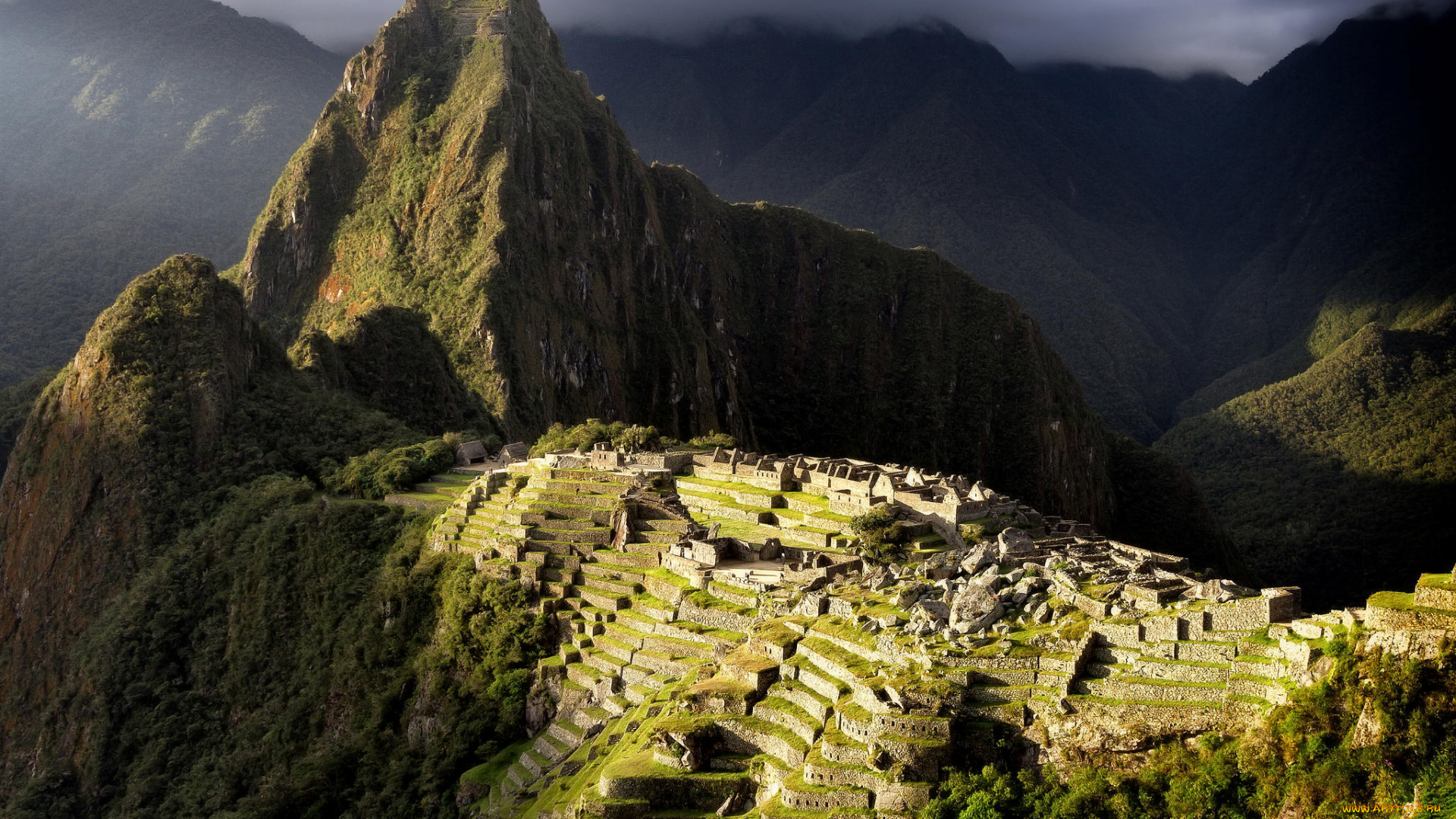 города, -, исторические, , архитектурные, памятники, горы, свет, древний, город, тучи, небо, руины, мачу-пикчу, перу, горный, хребт, высота, 2450, метров, над, уровнем, моря