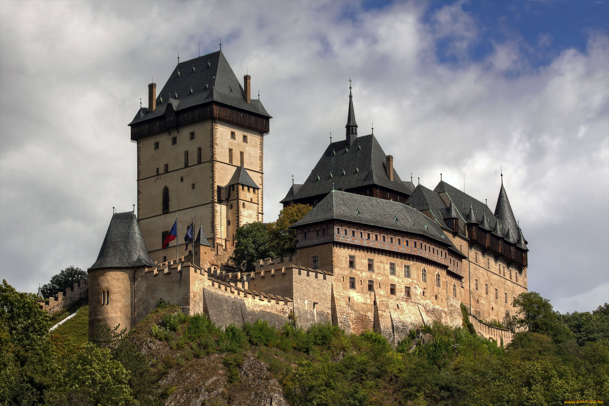 karlstejn, castle, , czech, republic, города, замки, Чехии, башни, замок, стены