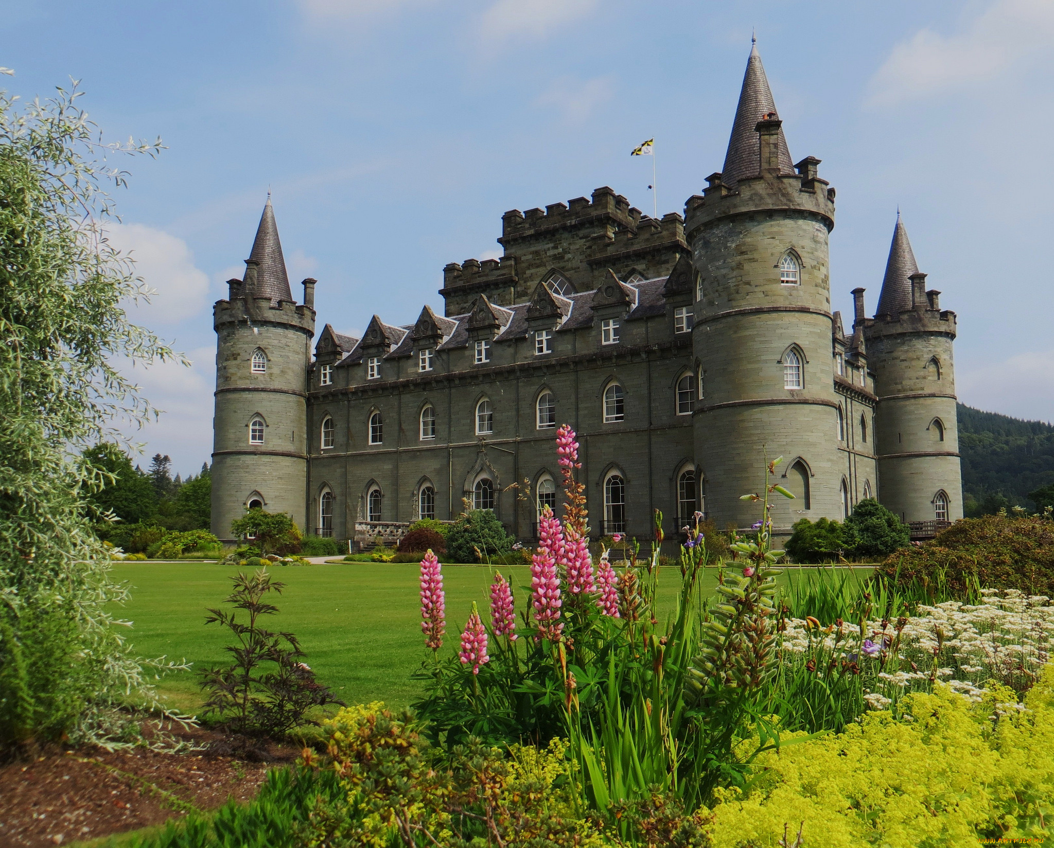 inveraray, castle, города, замок, инверари, , шотландия, , англия, стены, замок, башни