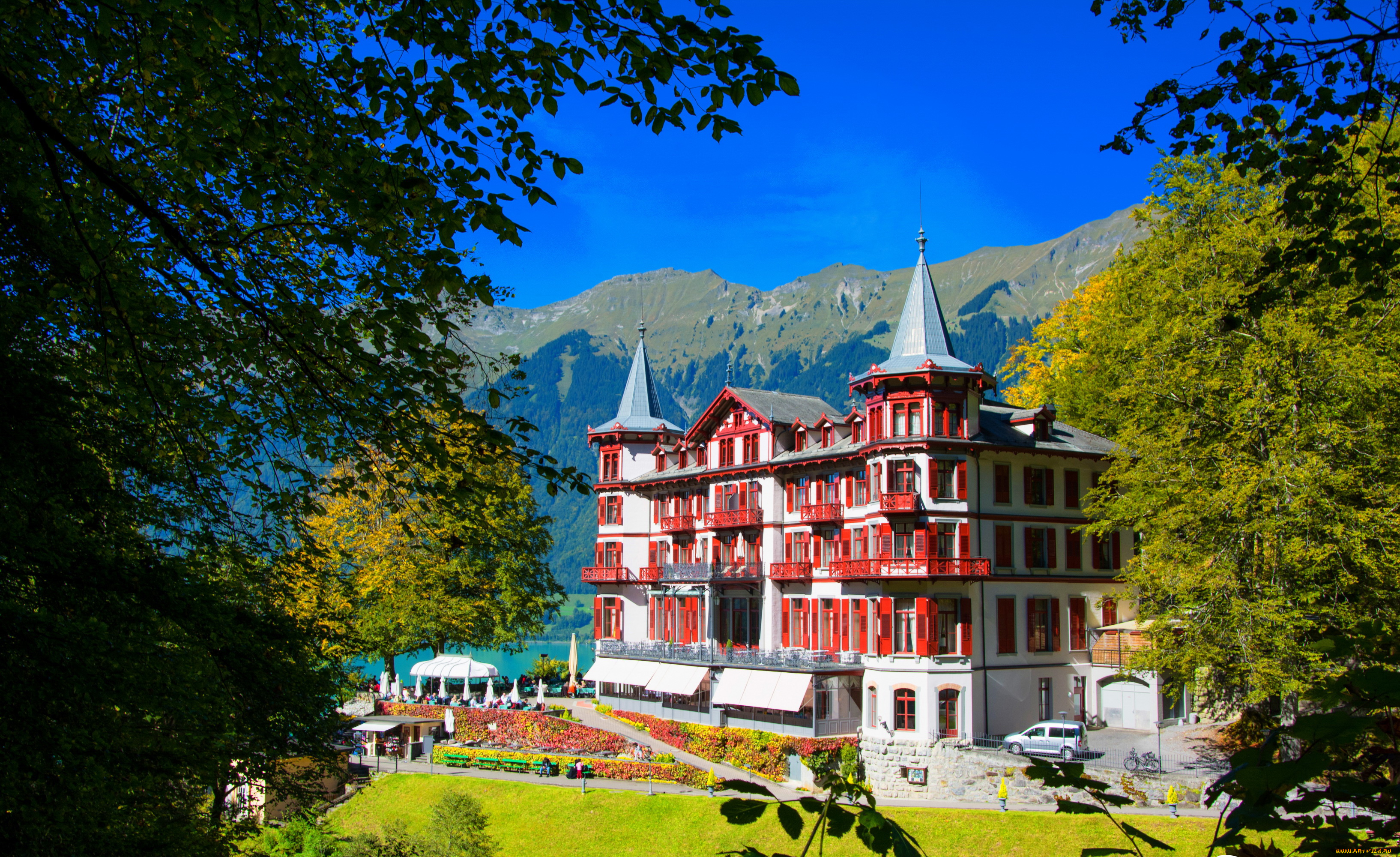 hotel, giessbach, brienz, швейцария, города, -, здания, , дома, пейзаж, дом, швейцария, гостиница