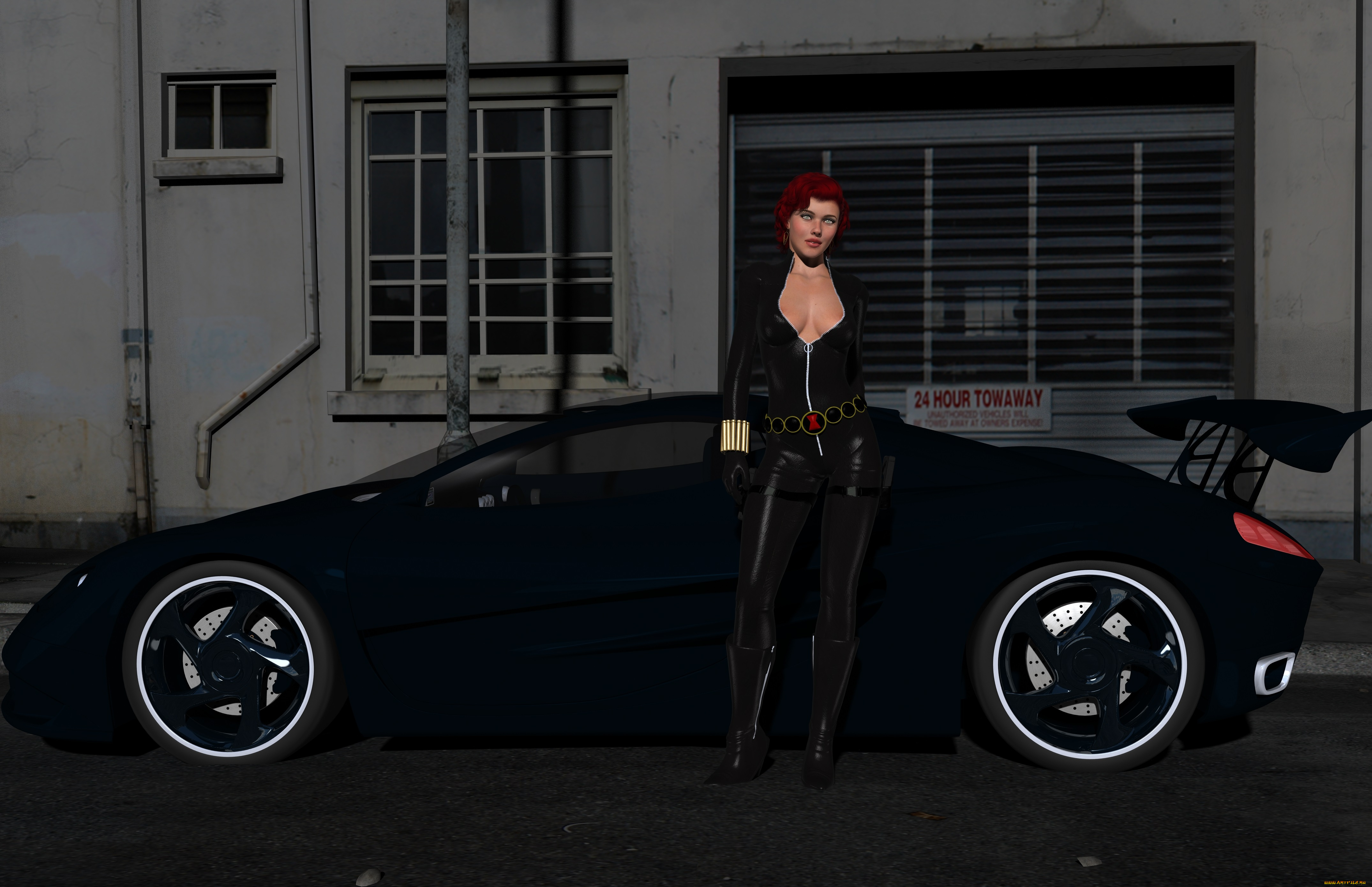 автомобили, 3d, car&girl, девушка, взгляд, фон, автомобиль