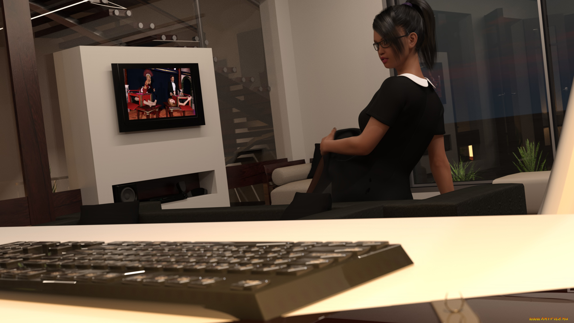 3д, графика, люди, , people, девушка, взгляд, фон