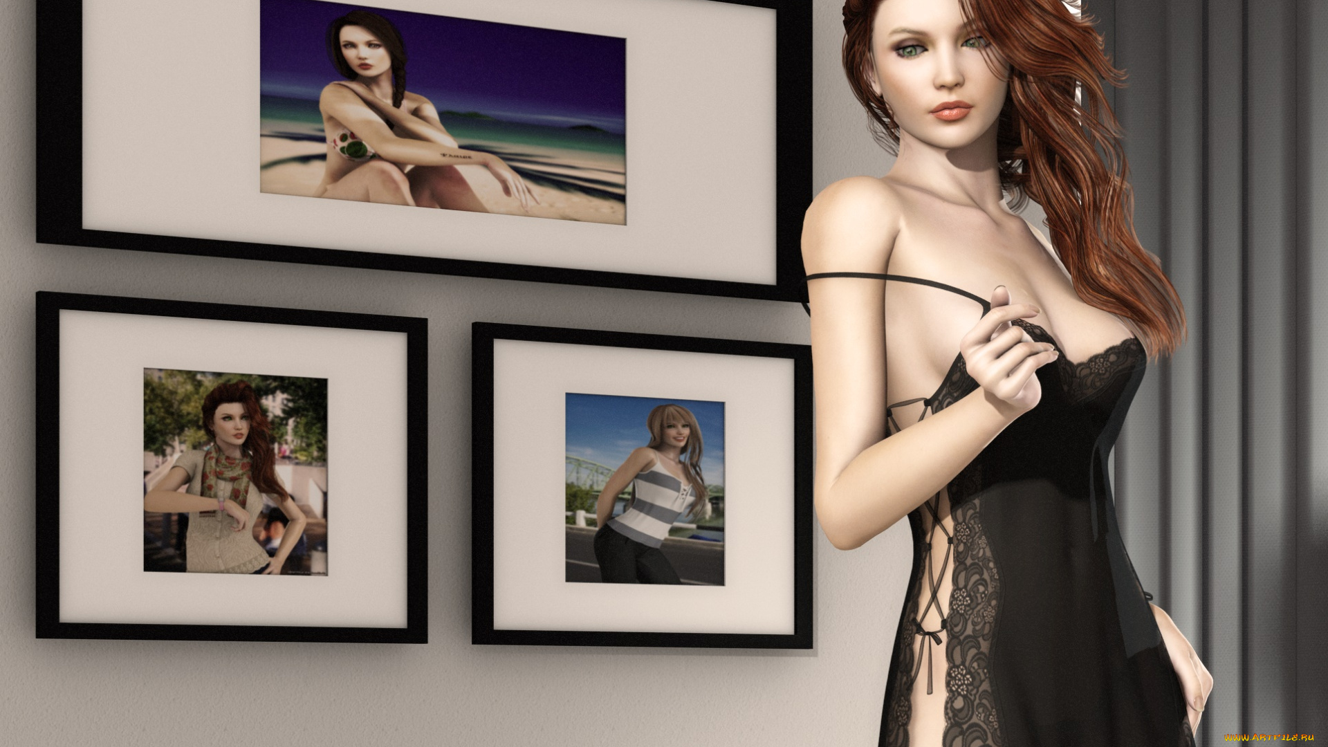 3д, графика, люди, , people, девушка, взгляд, фон