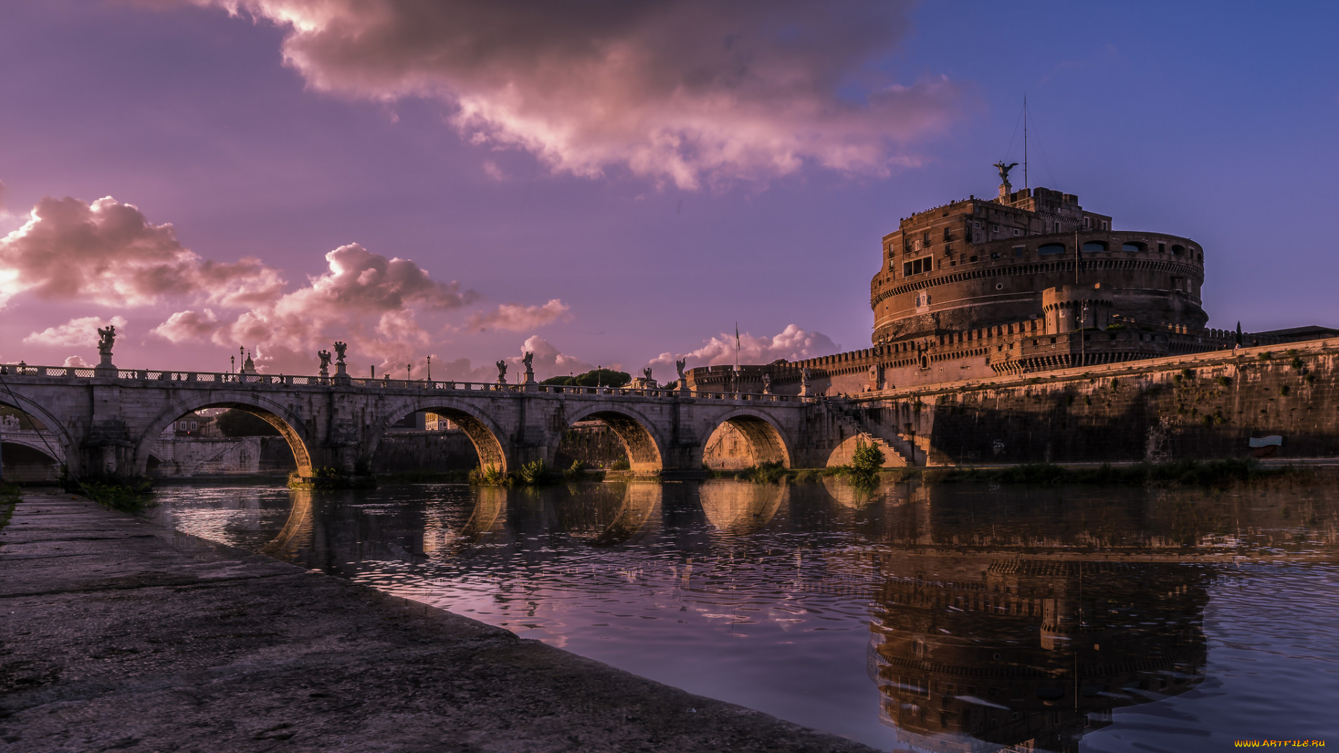 castel, st`angelo, rome, города, рим, , ватикан, , италия, мост, река