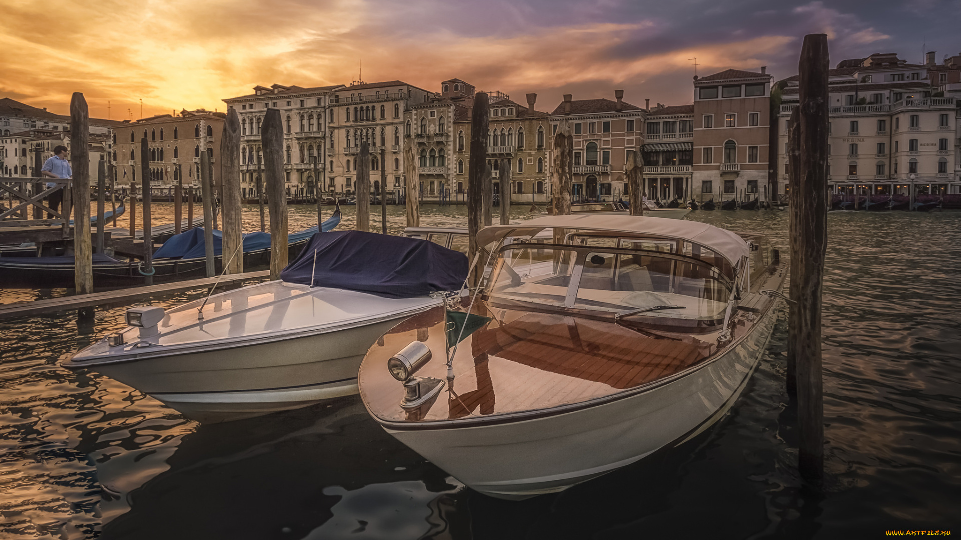 gran, canal, корабли, катера, набережная