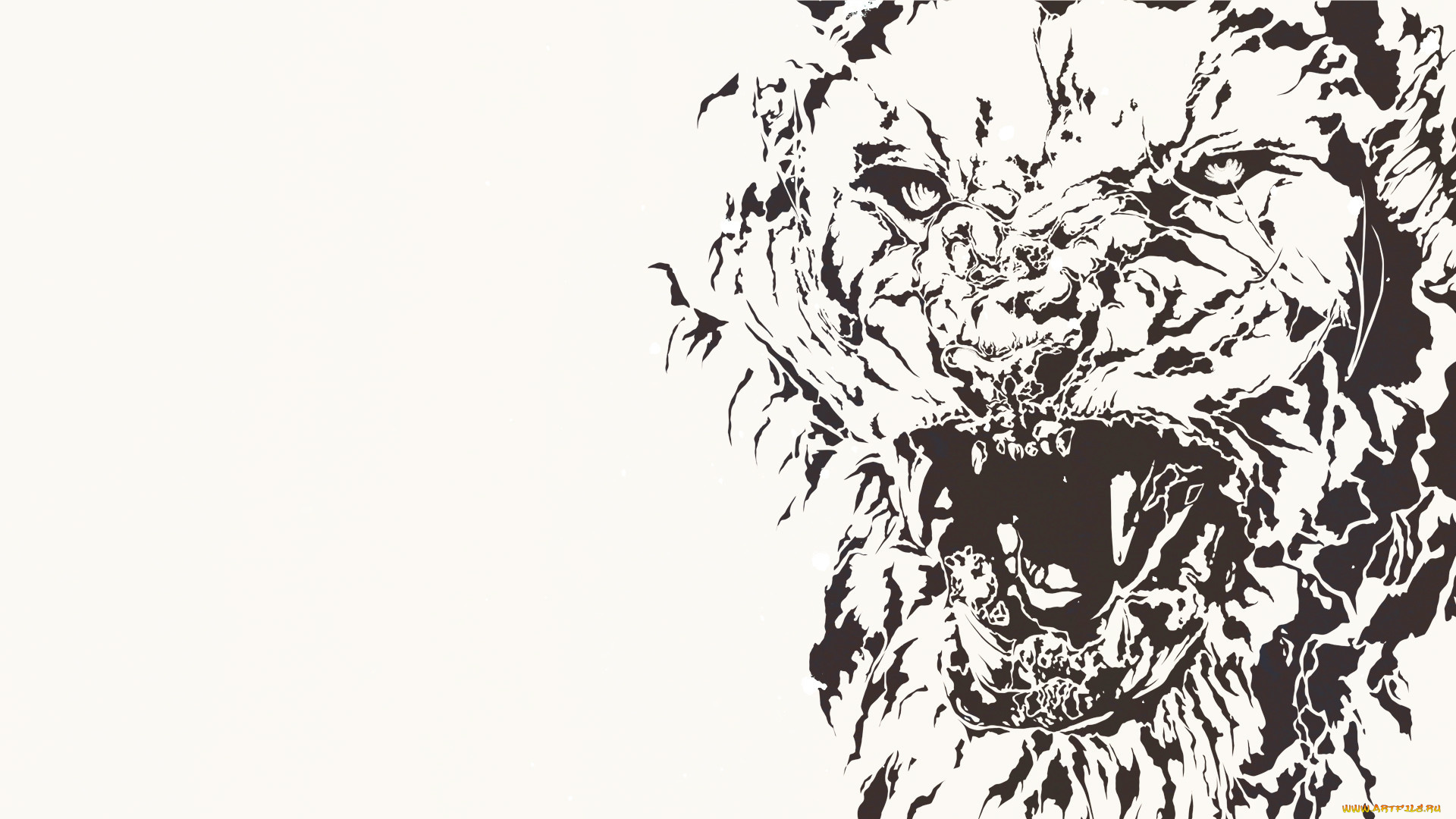 рисованное, минимализм, фон, лев