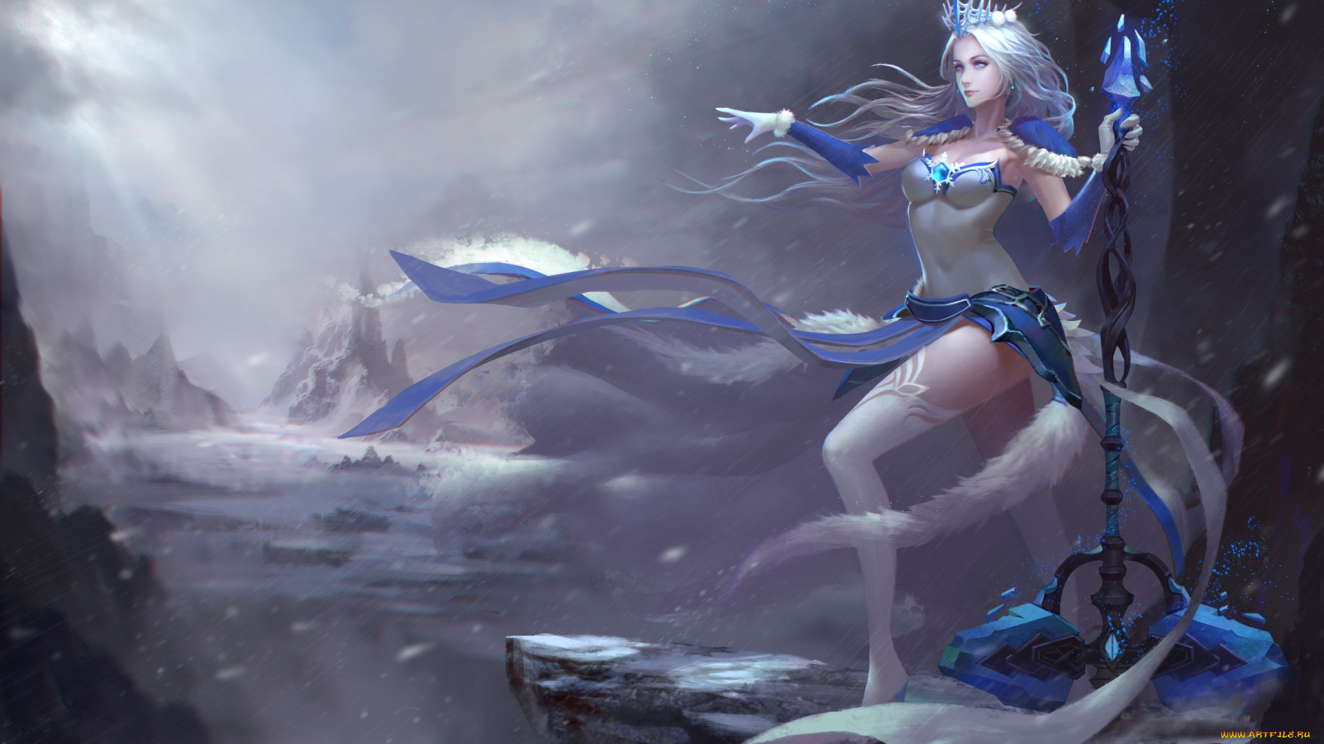 видео, игры, heroes, of, newerth, winter, shaman, магия, demented, зима, девушка, hon, heroes, of, newerth