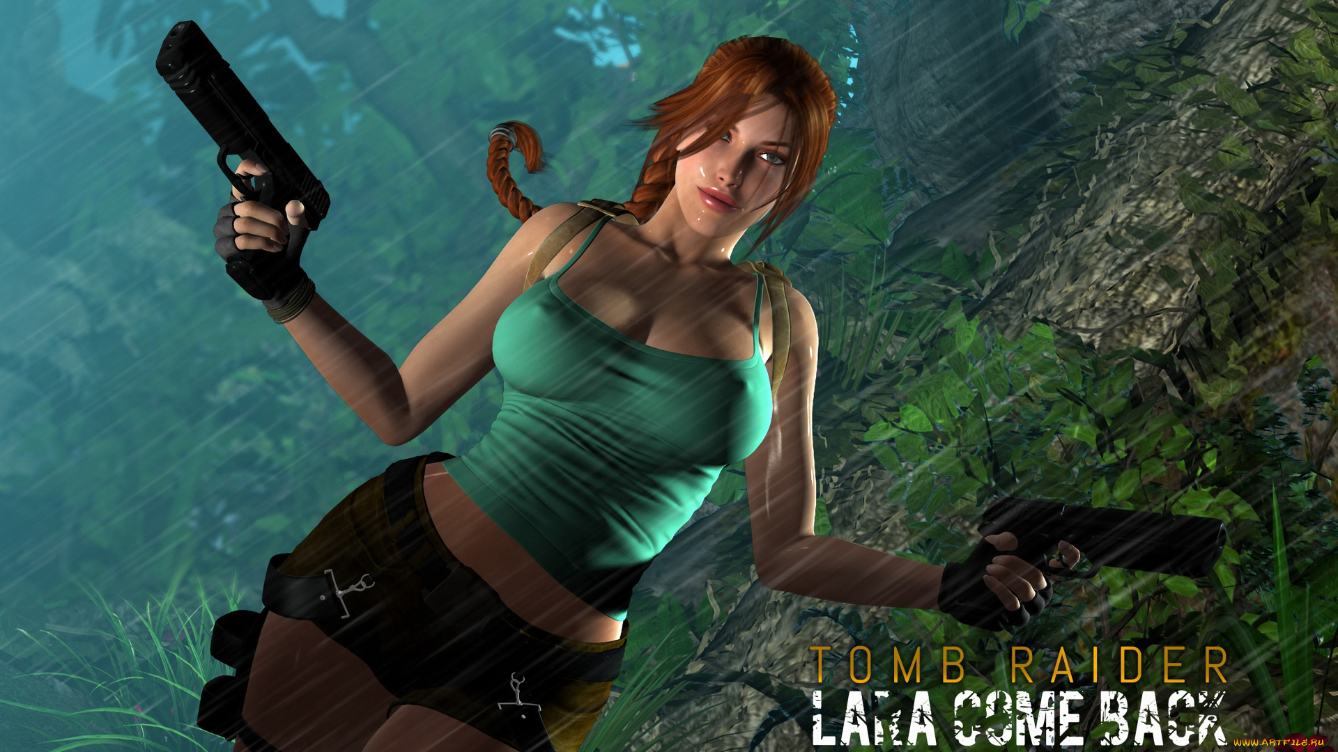 видео, игры, tomb, raider, , other, фон, пистолет, девушка, взгляд