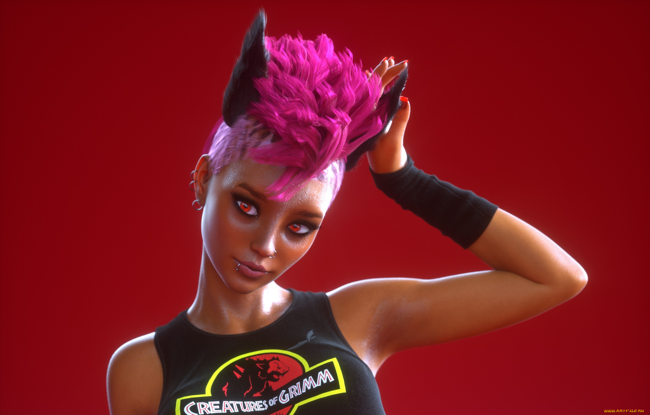 3д, графика, существа, , creatures, фон, взгляд, девушка