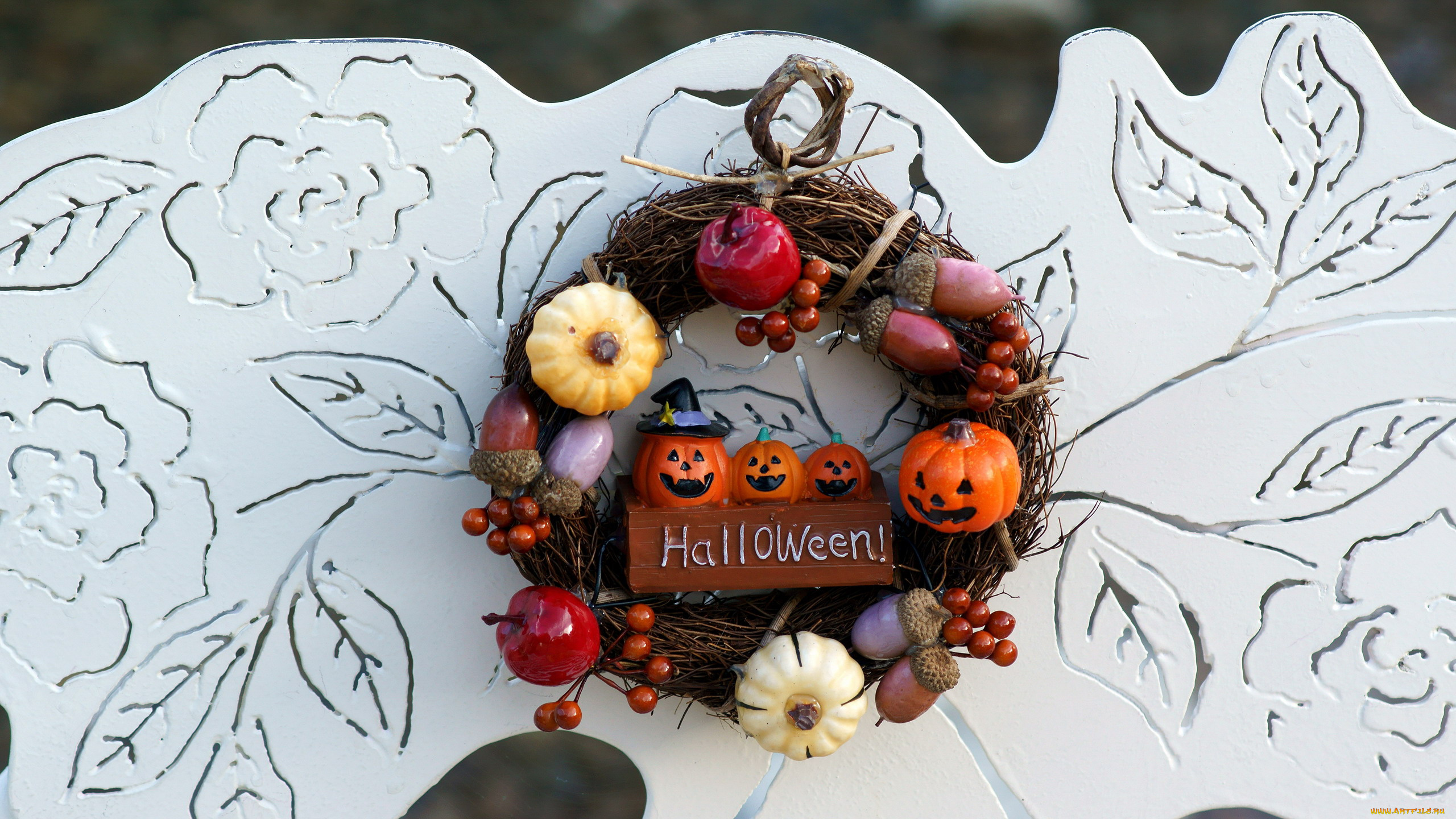 праздничные, хэллоуин, венок, надпись