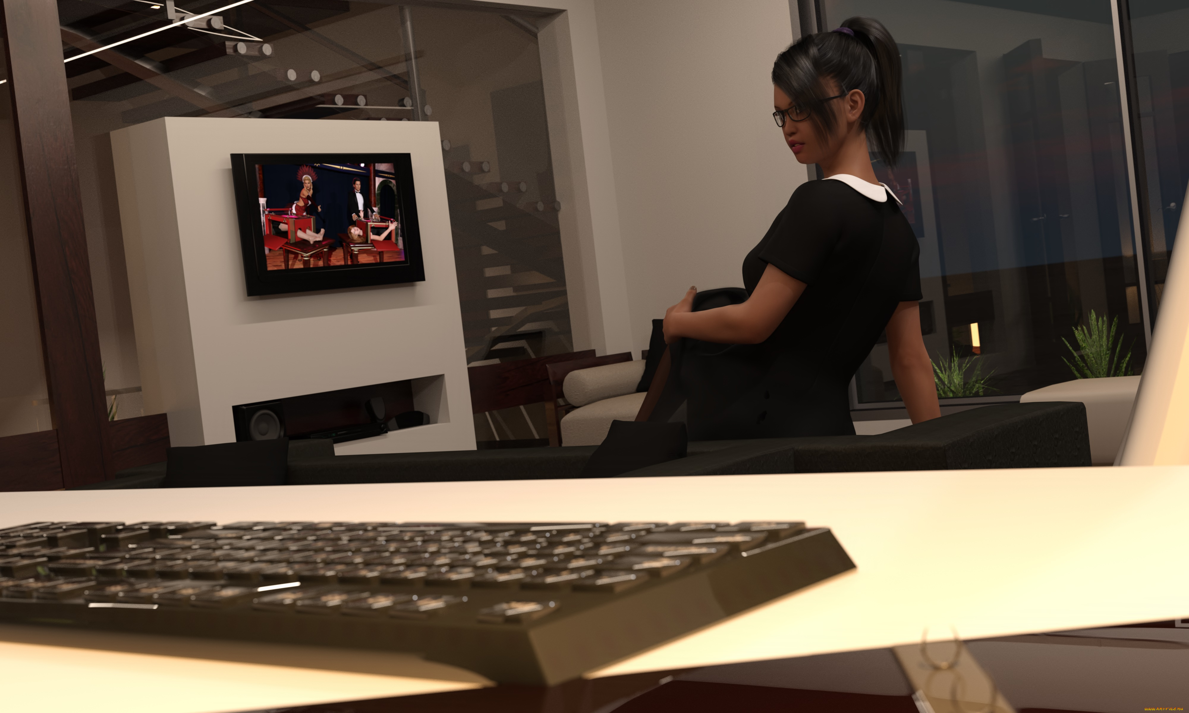 3д, графика, люди, , people, девушка, взгляд, фон