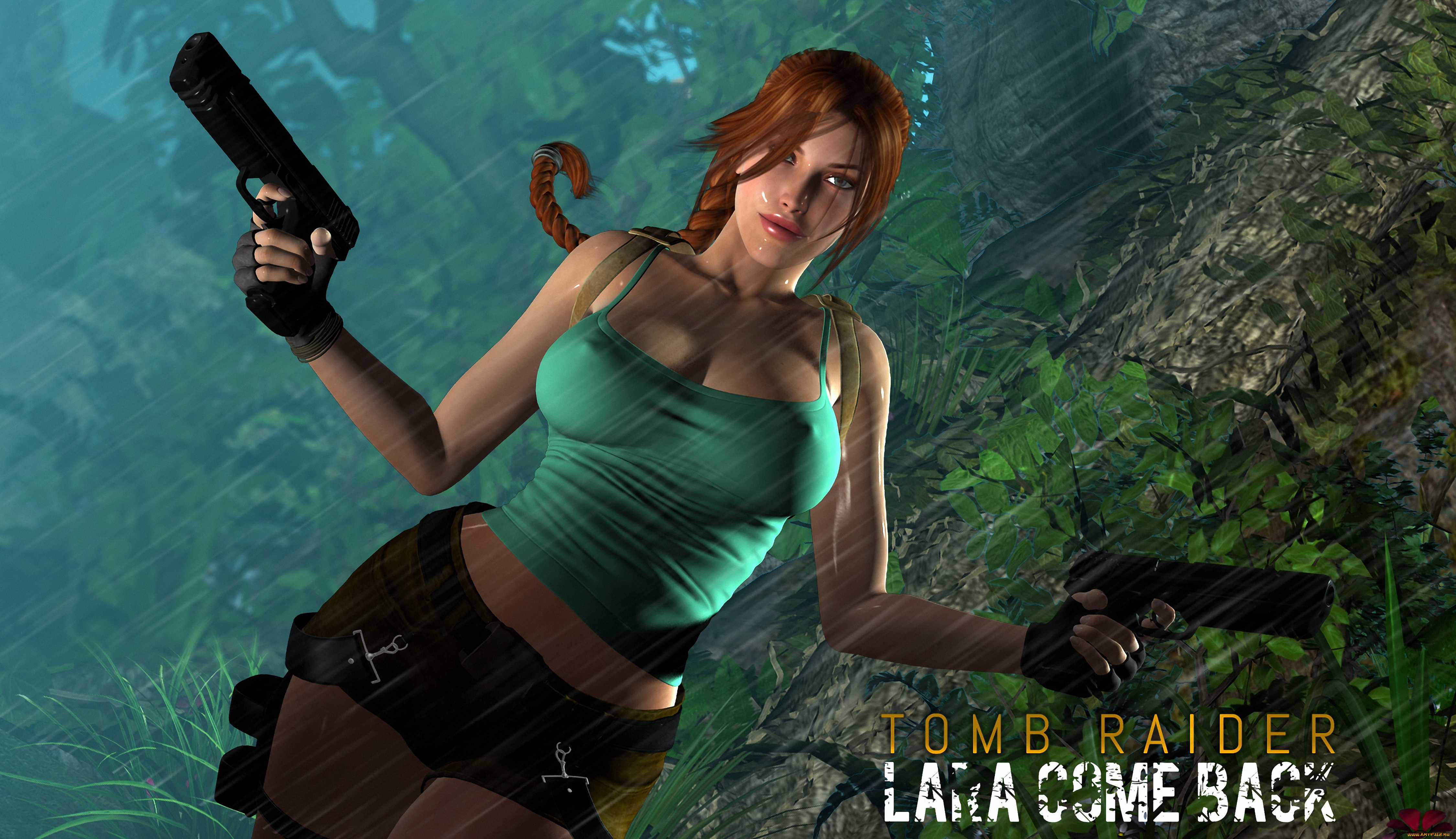 видео, игры, tomb, raider, , other, фон, пистолет, девушка, взгляд