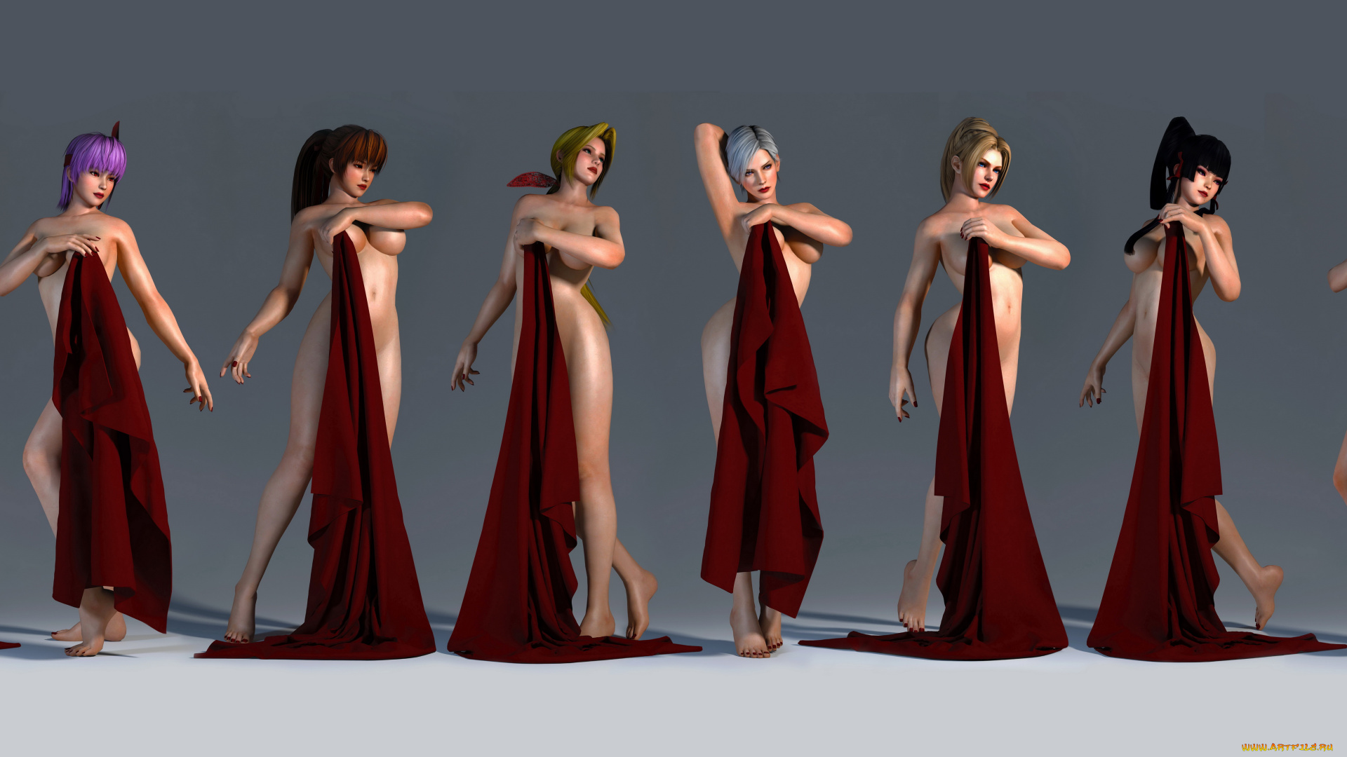 3д, графика, аниме, , anime, фон, девушки