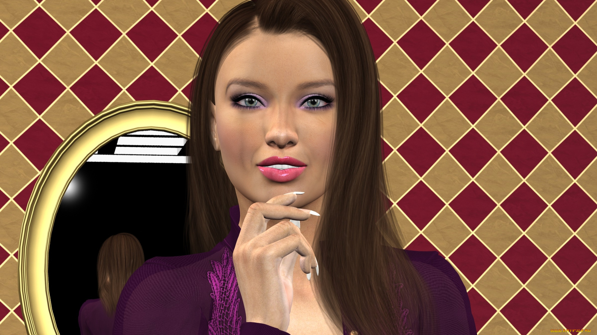 3д, графика, портрет, , portraits, фон, взгляд, девушка