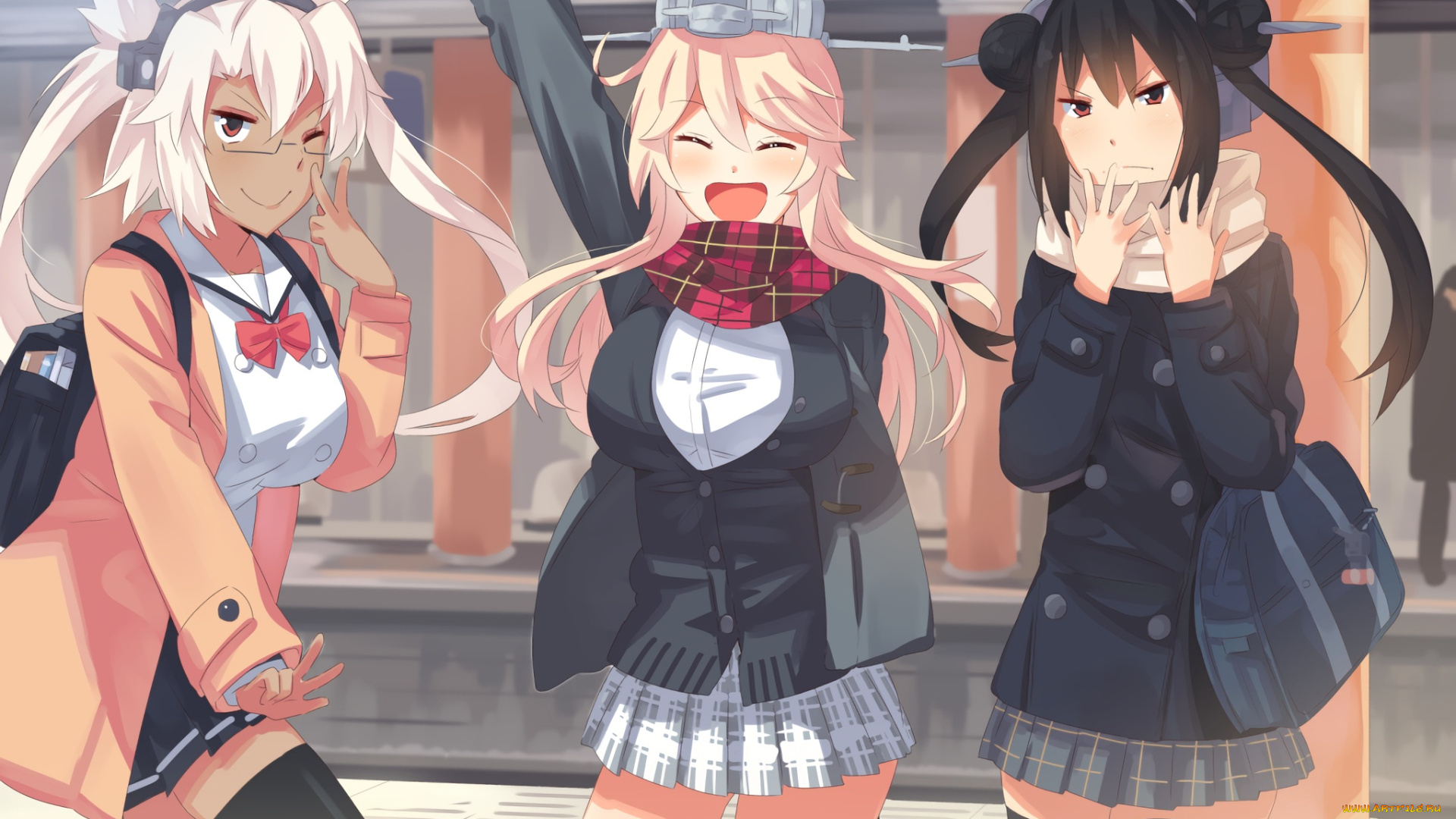 аниме, kantai, collection, nagato, musashi, kancolle, iowa