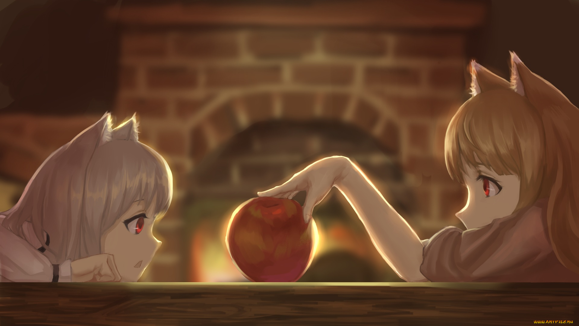 аниме, spice, and, wolf, яблоко, девочки