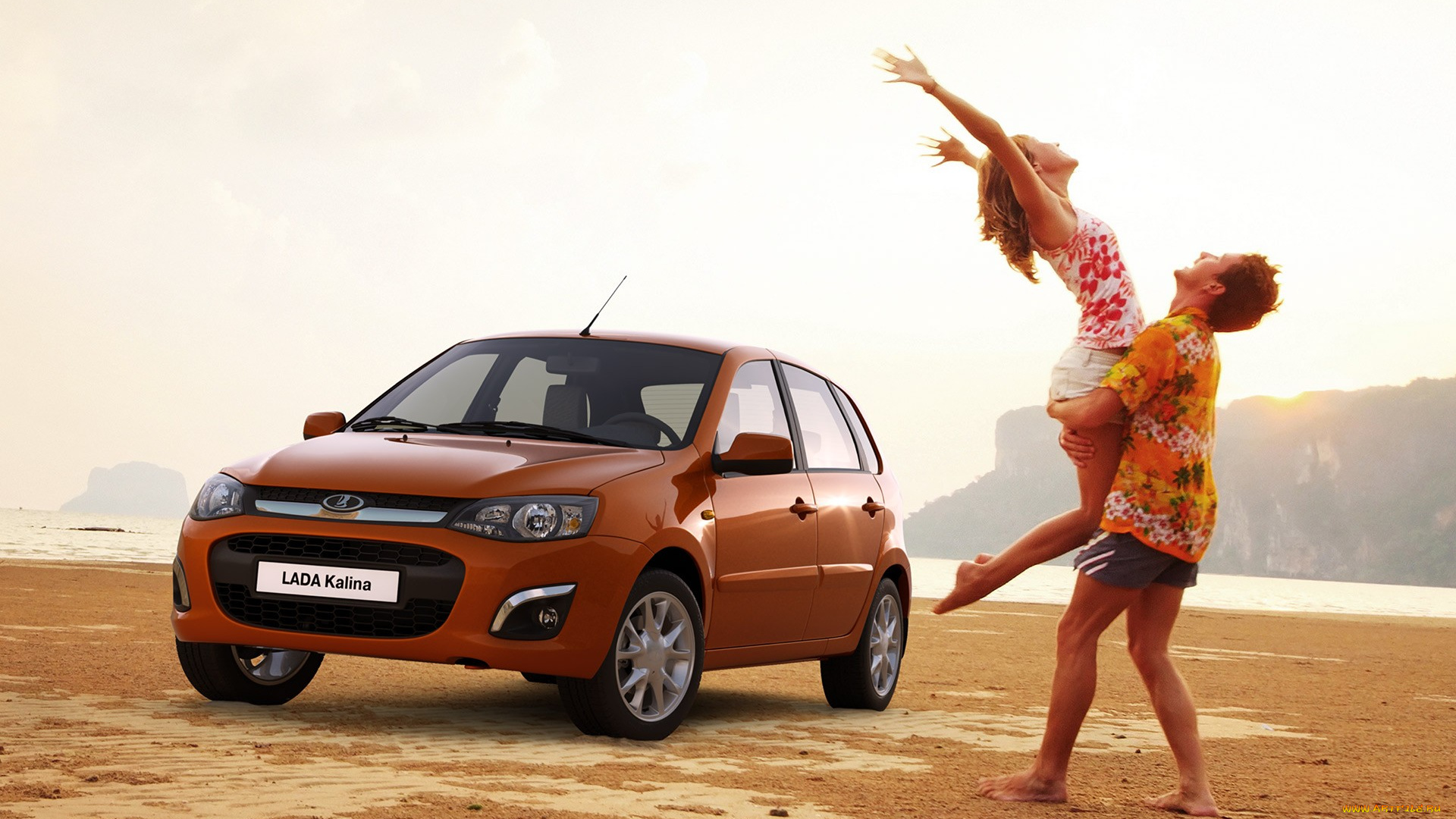 автомобили, ваз, парень, хэтчбек, пара, hatchback, лада, lada, kalina, пляж