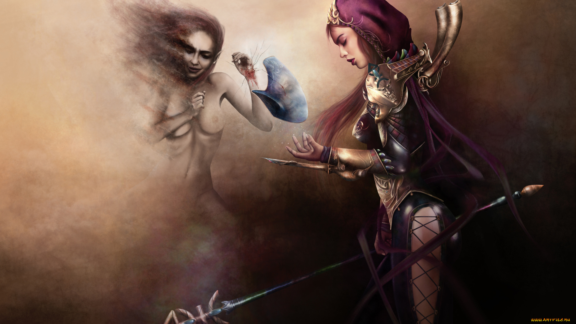 фэнтези, девушки, униформа, фон, девушка