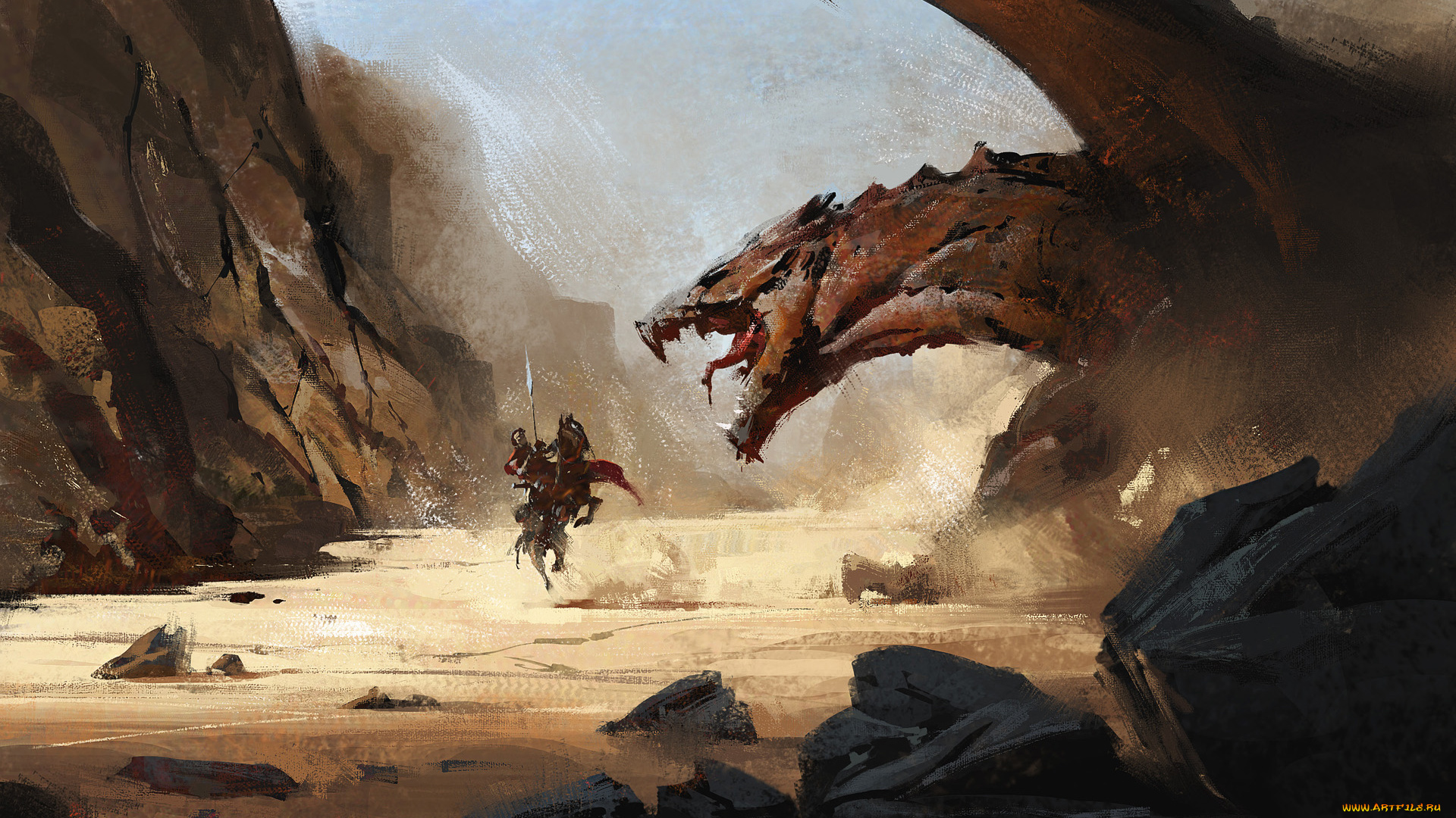 фэнтези, драконы, дракон, мужчина, фон