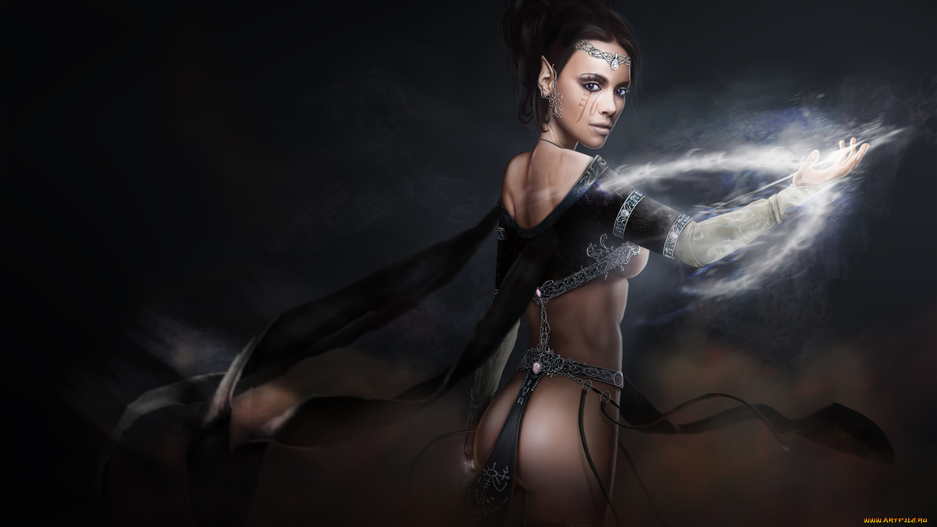 фэнтези, эльфы, взгляд, фон, девушка