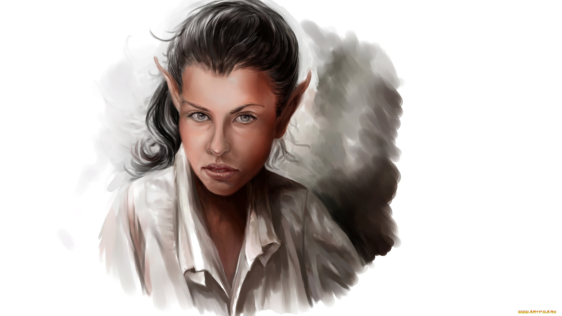 фэнтези, эльфы, взгляд, фон, эльф, девушка