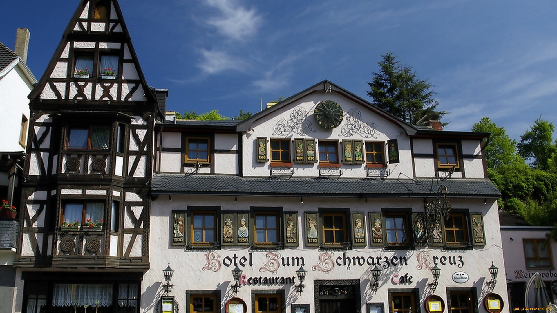 города, -, здания, , дома, пейзаж, дома, отель, старина, германия