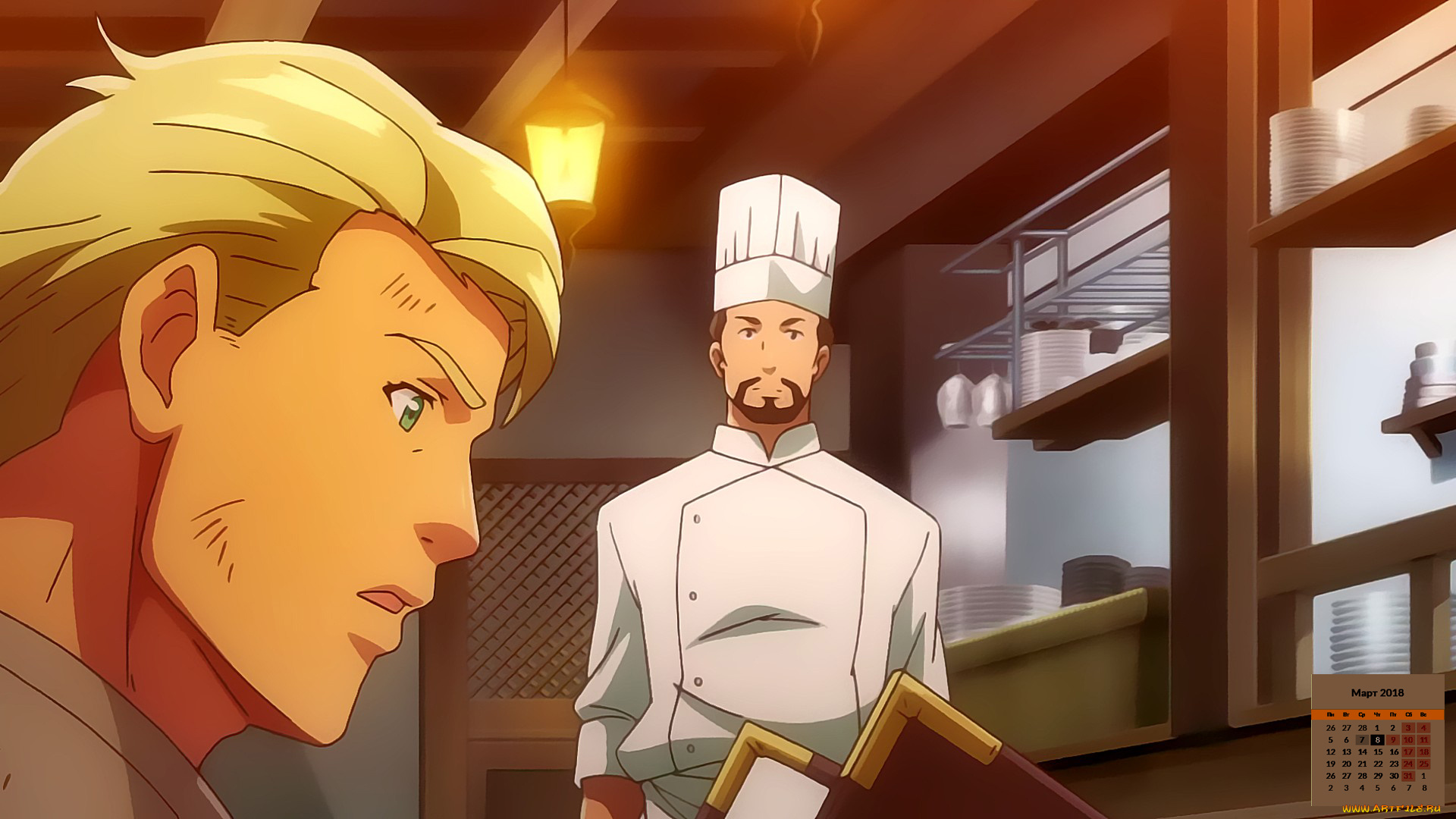 календари, аниме, 2018, мужчина, повар, взгляд