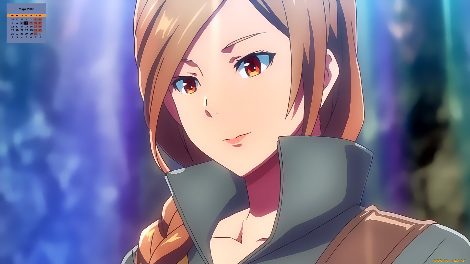 календари, аниме, девушка, 2018, взгляд, лицо