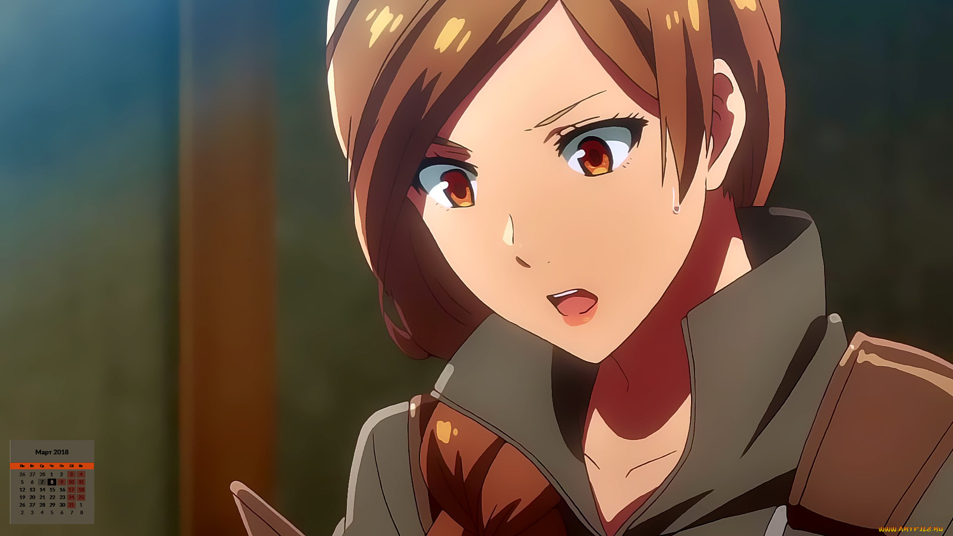 календари, аниме, лицо, девушка, 2018, взгляд